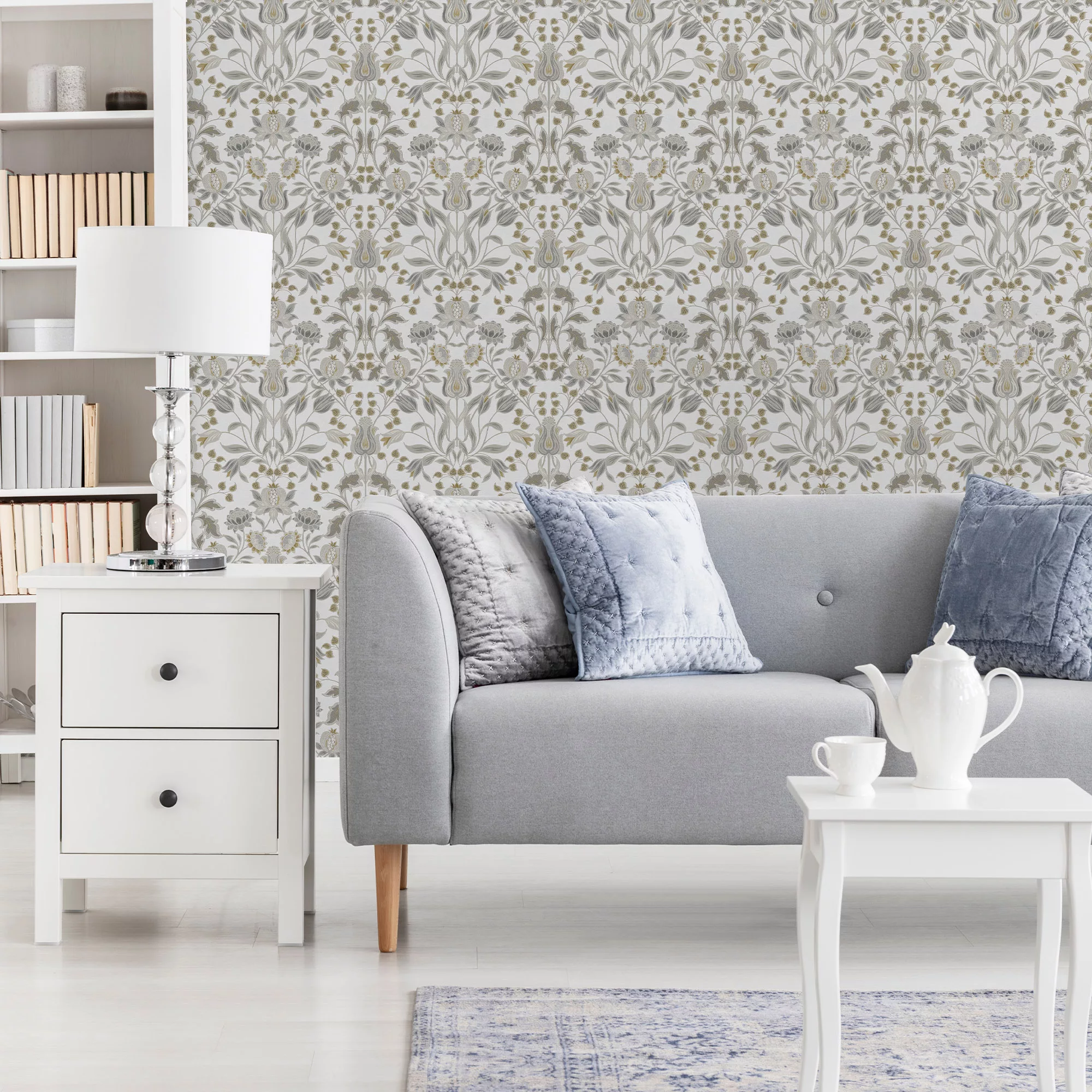 GoodHome Acuama Grey & Yellow Ornamental Metallic Effect Textured Wallpaper 7 GoodHome Acuama Grey & Yellow Ornamental Metallic Effect Textured Wallpaper - Image 5