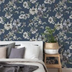 GoodHome Amazo Blue Floral Textured Wallpaper 9 GoodHome Amazo Blue Floral Textured Wallpaper -Trade Points goodhome amazo blue floral textured wallpaper5059340408491 01i