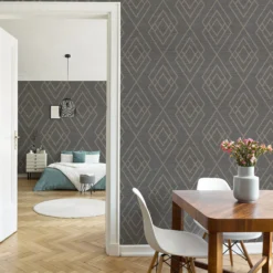 GoodHome Andal Grey Geometric Metallic Effect Textured Wallpaper 12 GoodHome Andal Grey Geometric Metallic Effect Textured Wallpaper -Trade Points goodhome andal grey geometric metallic effect textured wallpaper5059340408569 21i