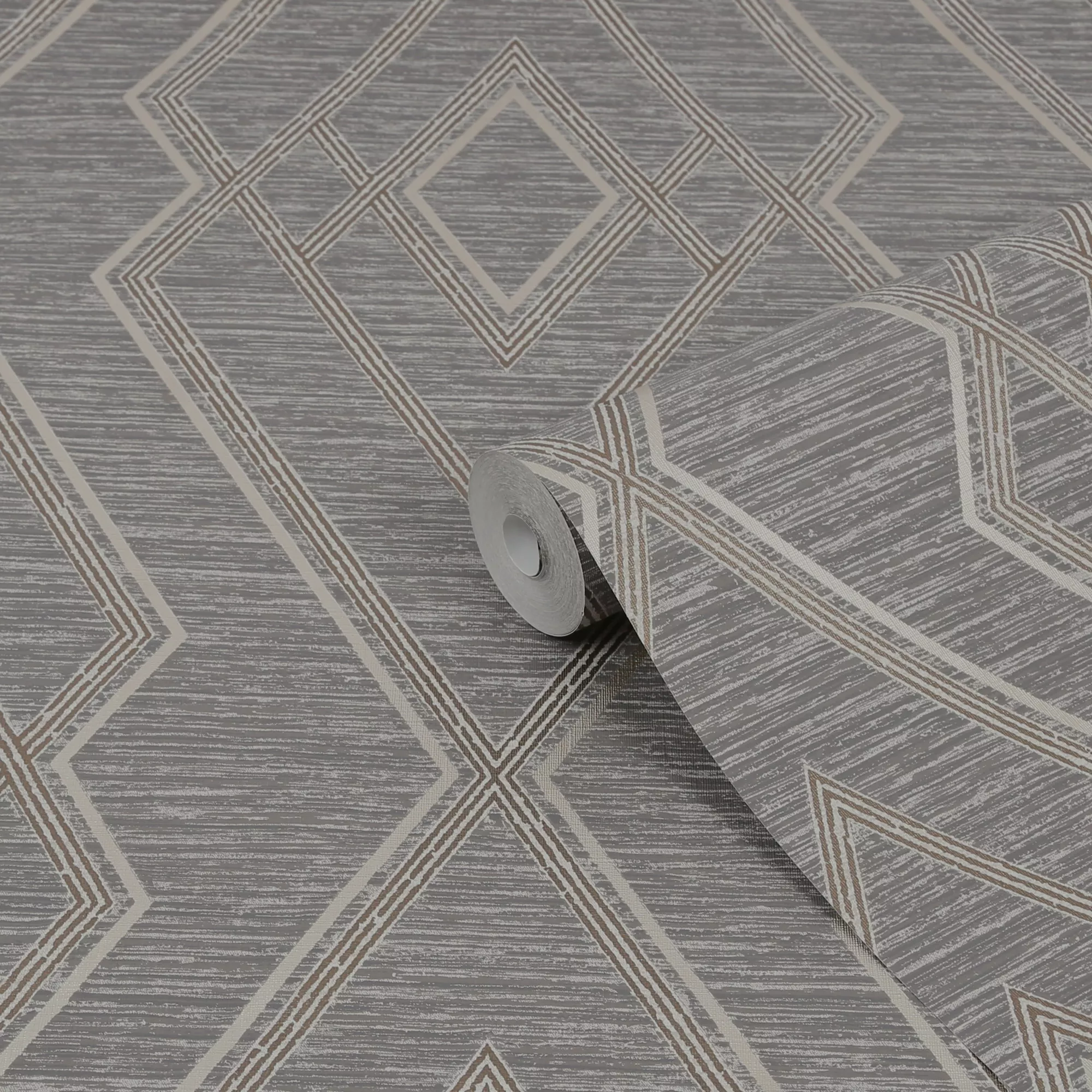GoodHome Andal Grey Geometric Metallic Effect Textured Wallpaper 3 GoodHome Andal Grey Geometric Metallic Effect Textured Wallpaper