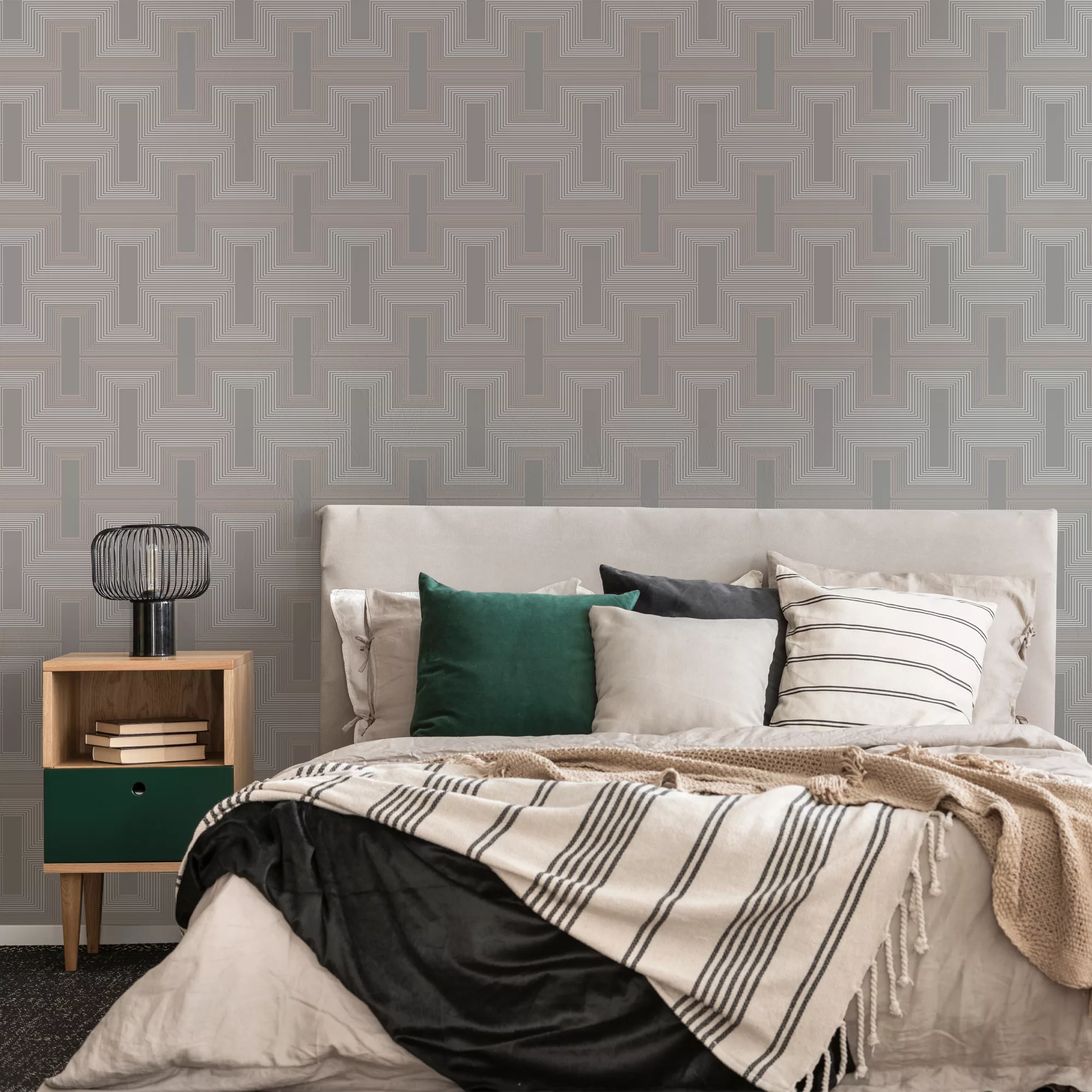 GoodHome Anor Light Grey Geometric Metallic Effect Textured Wallpaper 6 GoodHome Anor Light Grey Geometric Metallic Effect Textured Wallpaper - Image 4
