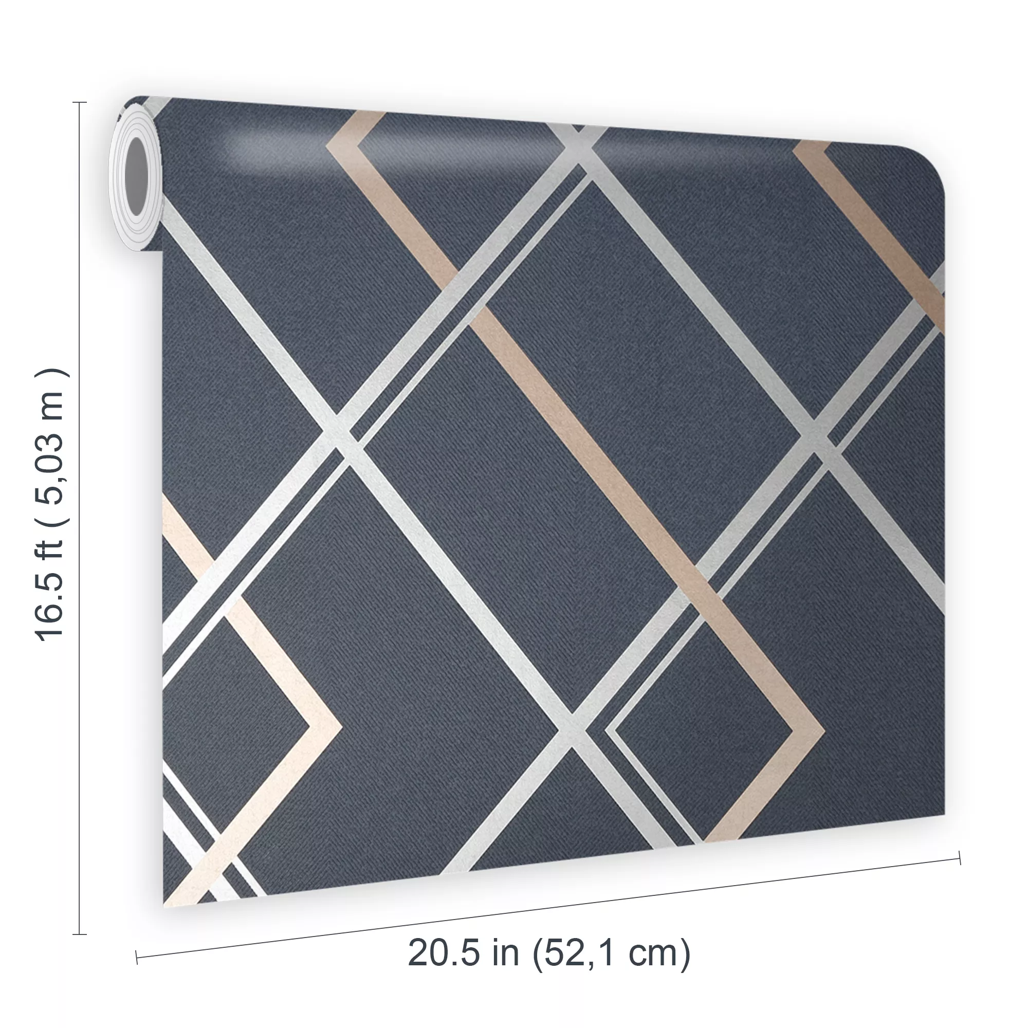 GoodHome Ashbourne Blue Geometric Metallic Effect Smooth Wallpaper 8 GoodHome Ashbourne Blue Geometric Metallic Effect Smooth Wallpaper - Image 6