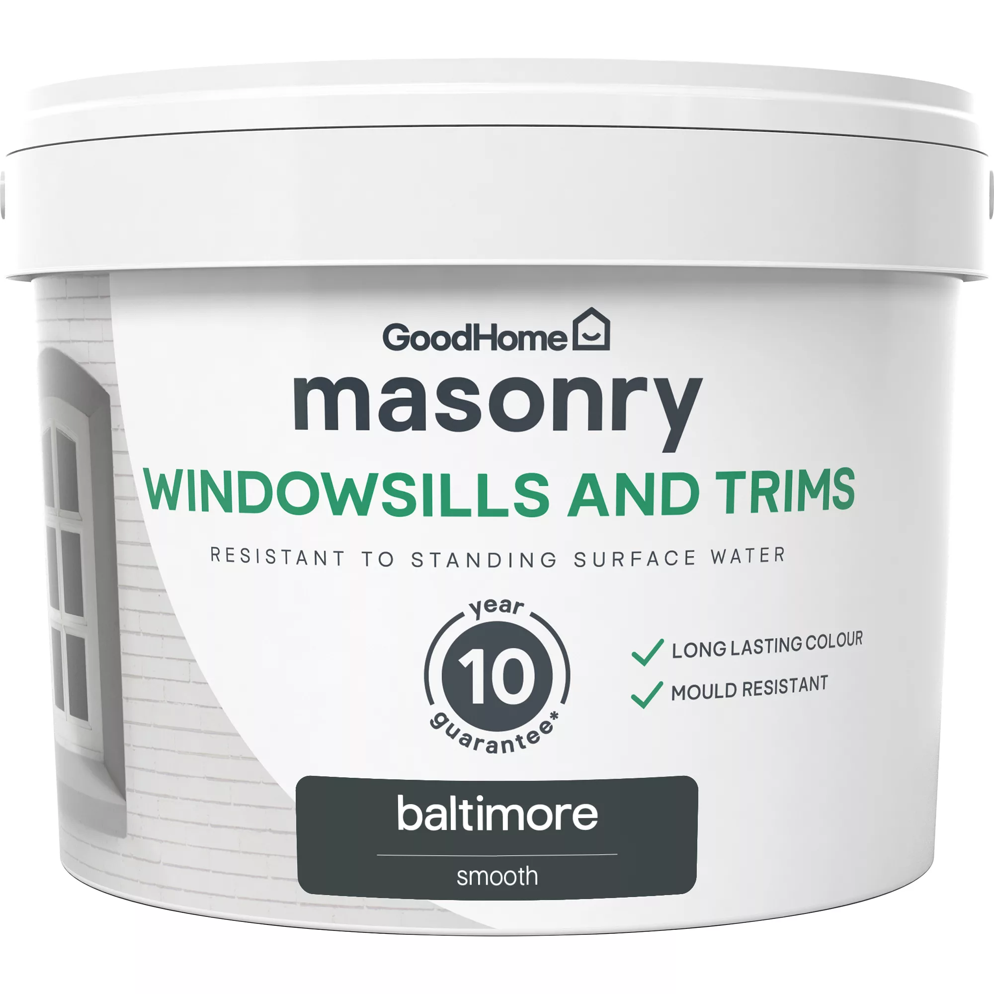 GoodHome Baltimore Smooth Matt Masonry Paint, 2.5L Tin 3 GoodHome Baltimore Smooth Matt Masonry Paint, 2.5L Tin - Image 2