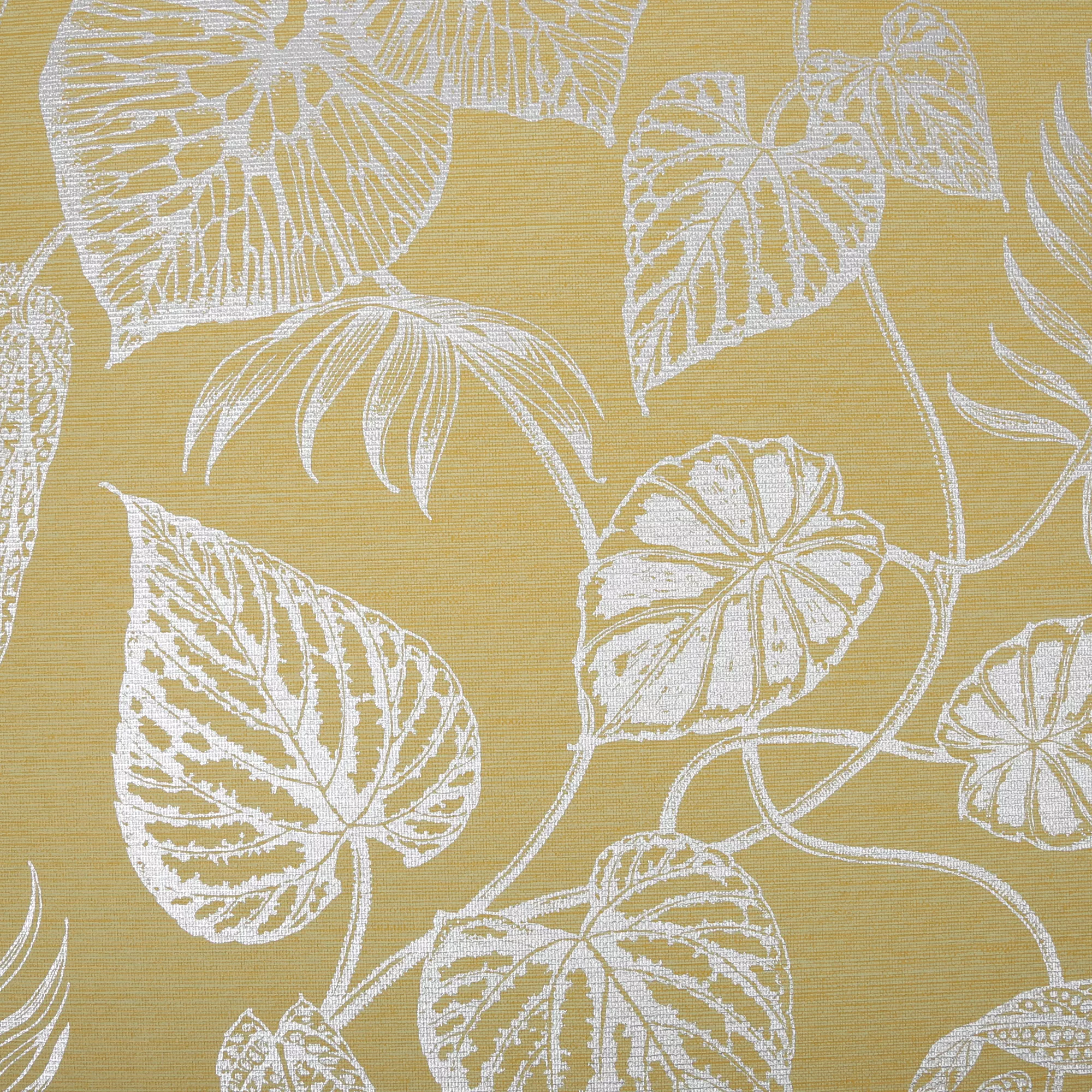 GoodHome Barnsley Ochre Leaves Metallic Effect Textured Wallpaper 4 GoodHome Barnsley Ochre Leaves Metallic Effect Textured Wallpaper - Image 2