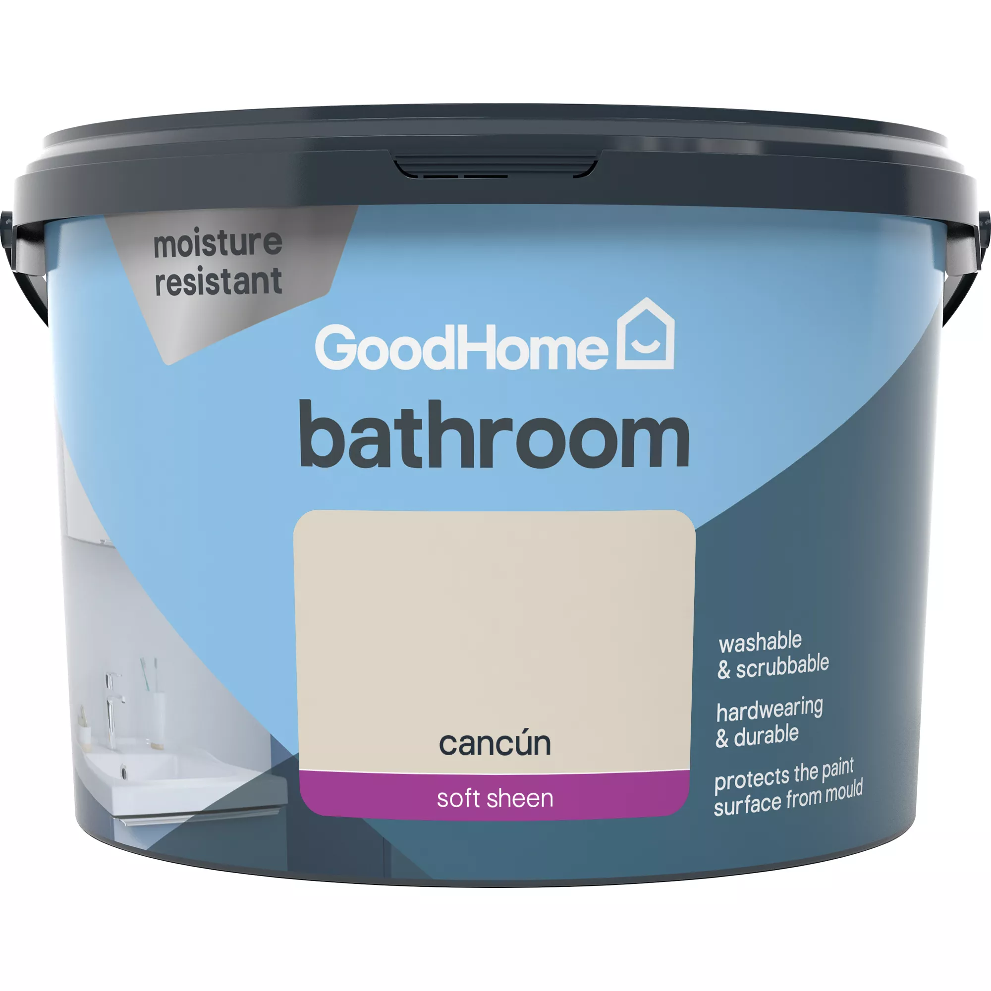 GoodHome Bathroom Cancun Soft Sheen Emulsion Paint, 2.5L 5 GoodHome Bathroom Cancun Soft Sheen Emulsion Paint, 2.5L - Image 3