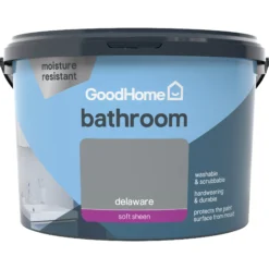 GoodHome Bathroom Delaware Soft Sheen Emulsion Paint, 2.5L -Trade Points goodhome bathroom delaware soft sheen emulsion paint 2 5l3663602591283 02c