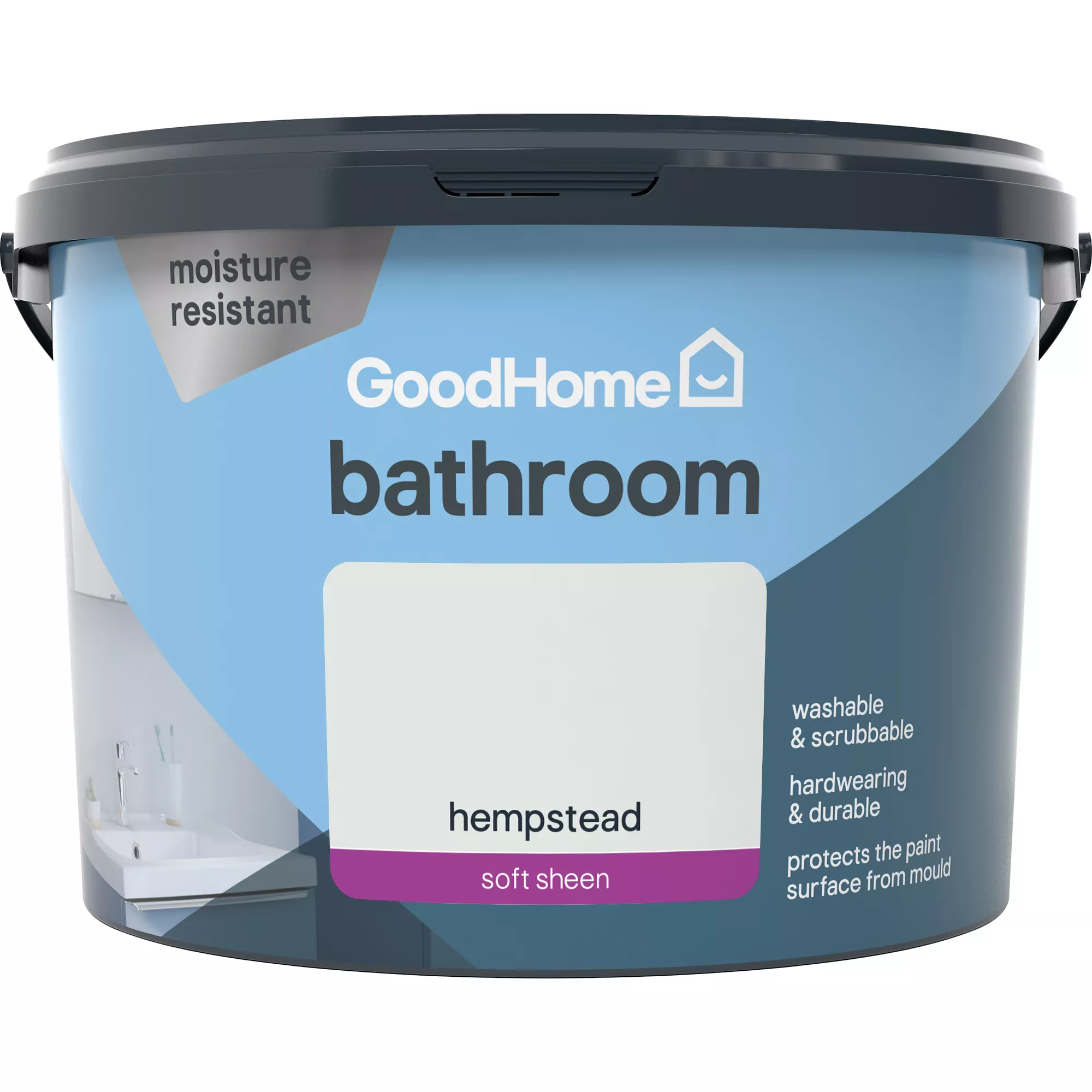 GoodHome Bathroom Hempstead Soft Sheen Emulsion Paint, 2.5L 5 GoodHome Bathroom Hempstead Soft Sheen Emulsion Paint, 2.5L - Image 3