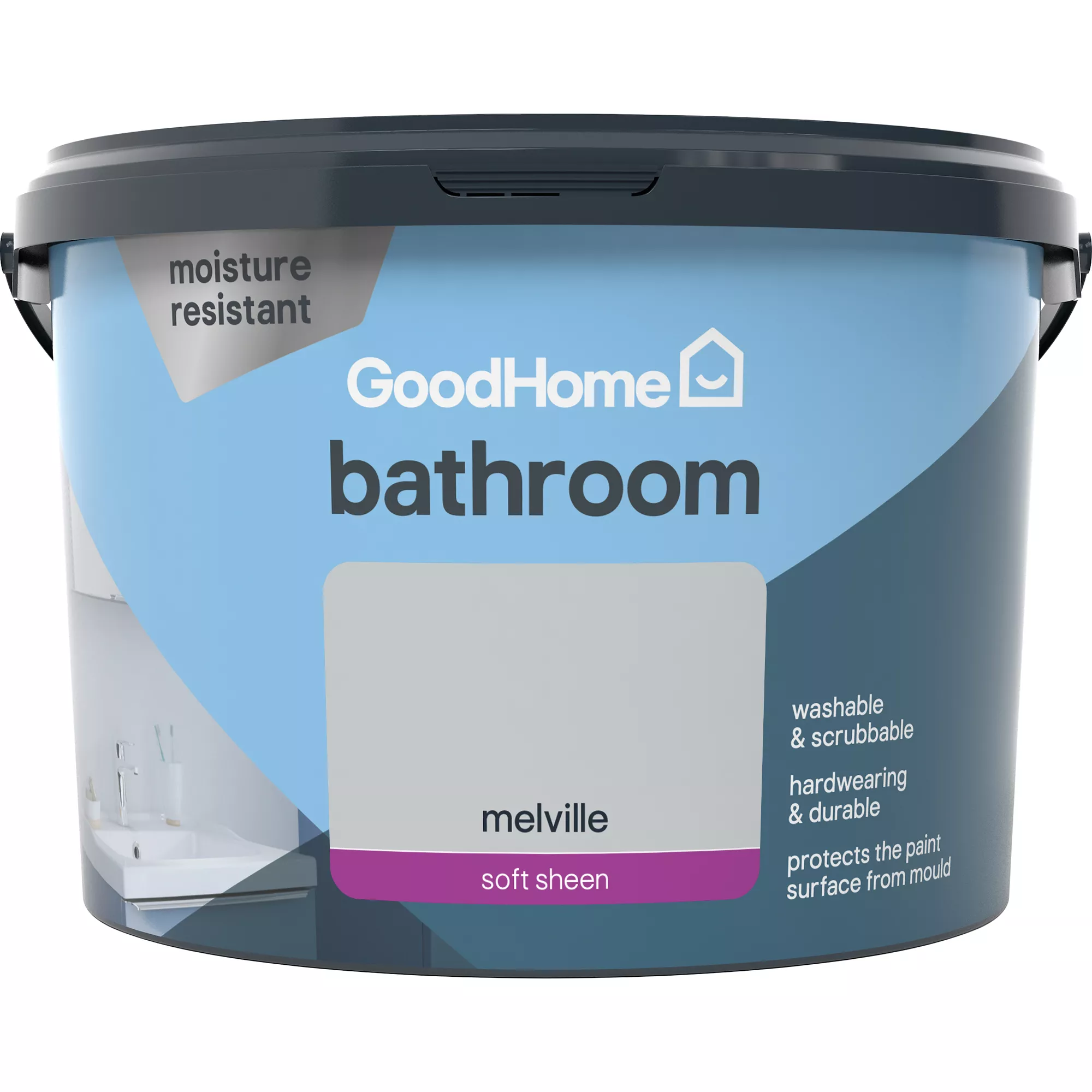 GoodHome Bathroom Melville Soft Sheen Emulsion Paint, 2.5L 5 GoodHome Bathroom Melville Soft Sheen Emulsion Paint, 2.5L - Image 3