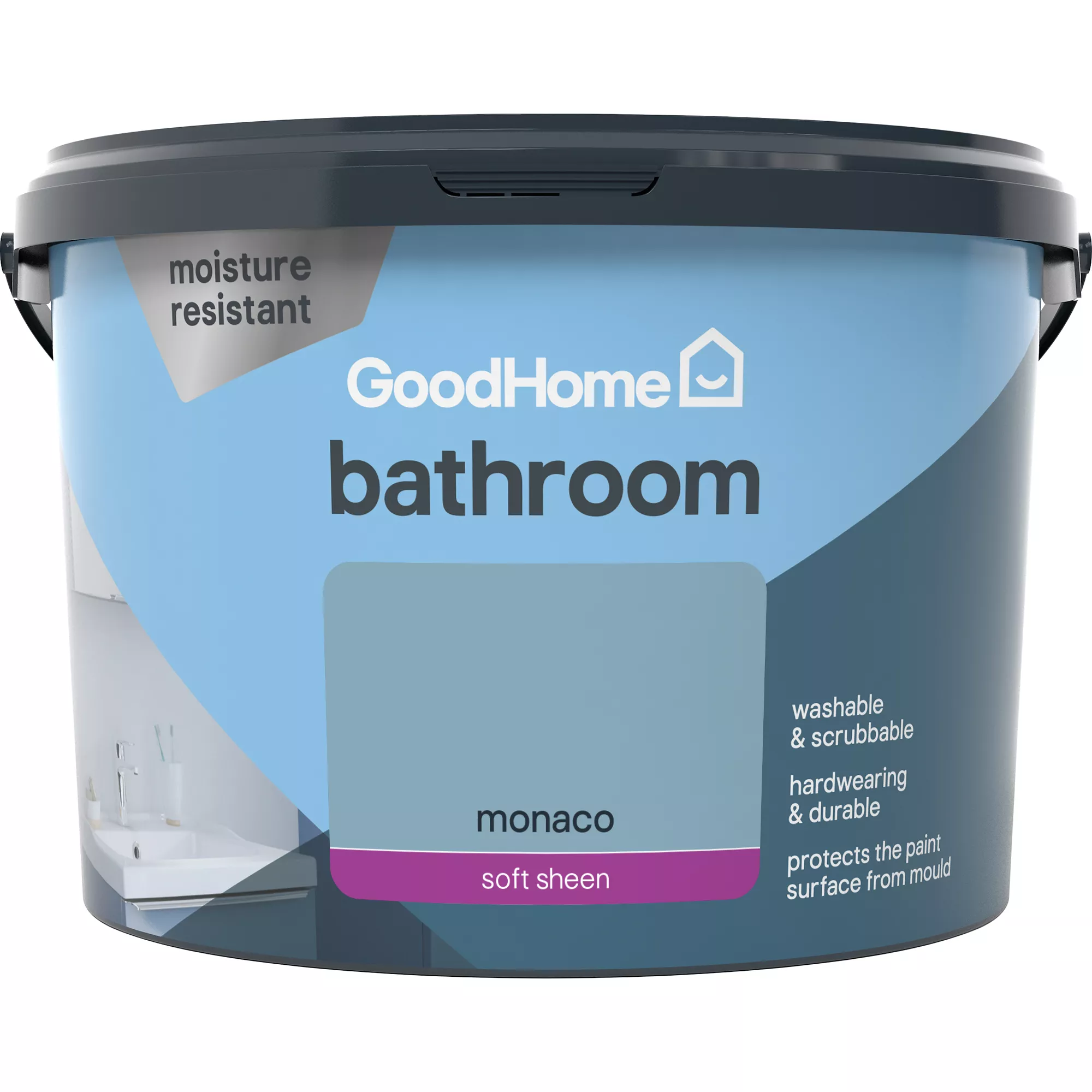 GoodHome Bathroom Monaco Soft Sheen Emulsion Paint, 2.5L 4 GoodHome Bathroom Monaco Soft Sheen Emulsion Paint, 2.5L - Image 2