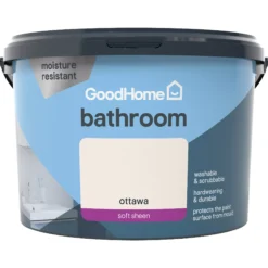 GoodHome Bathroom Ottawa Soft Sheen Emulsion Paint, 2.5L -Trade Points goodhome bathroom ottawa soft sheen emulsion paint 2 5l3663602591061 02c