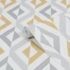 GoodHome Beril Grey & Ochre Geometric Gold Effect Textured Wallpaper -Trade Points goodhome beril grey ochre geometric gold effect textured wallpaper5059340408750 01c