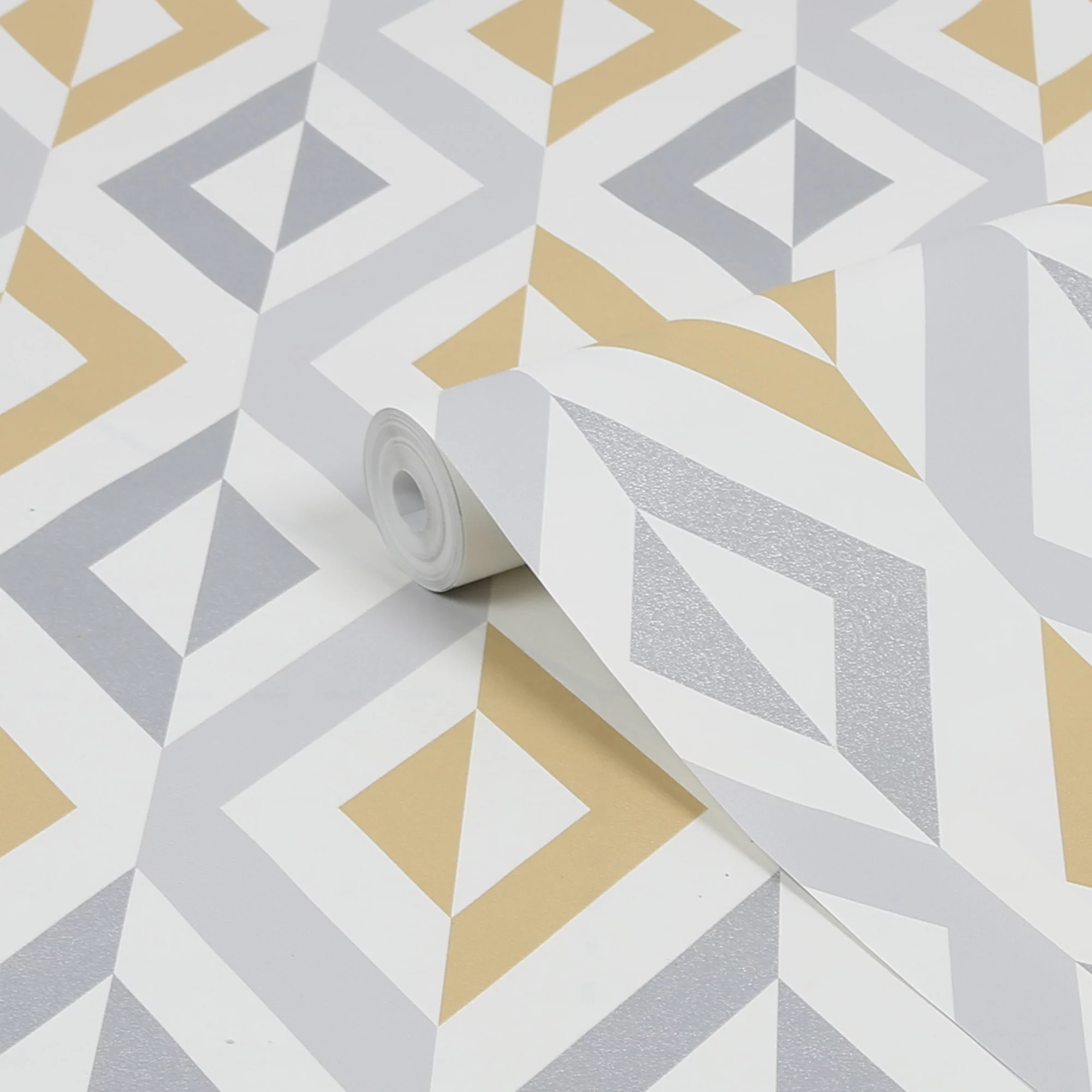 GoodHome Beril Grey & Ochre Geometric Gold Effect Textured Wallpaper 3 GoodHome Beril Grey & Ochre Geometric Gold Effect Textured Wallpaper