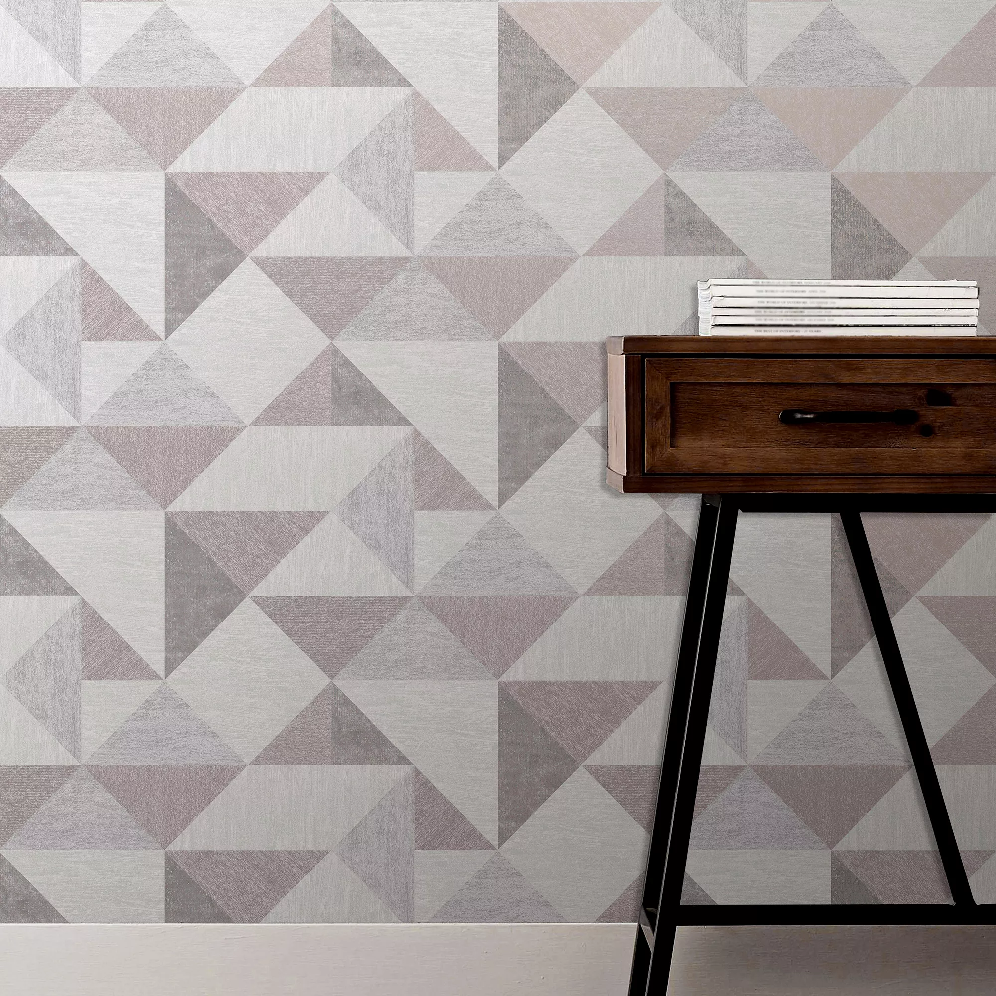 GoodHome Bretby Grey Geometric Metallic Effect Smooth Wallpaper 6 GoodHome Bretby Grey Geometric Metallic Effect Smooth Wallpaper - Image 4