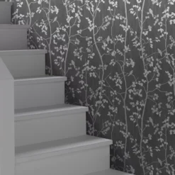 GoodHome Bromus Charcoal Floral Metallic Effect Textured Wallpaper -Trade Points goodhome bromus charcoal floral metallic effect textured wallpaper3663602561217 01i bq