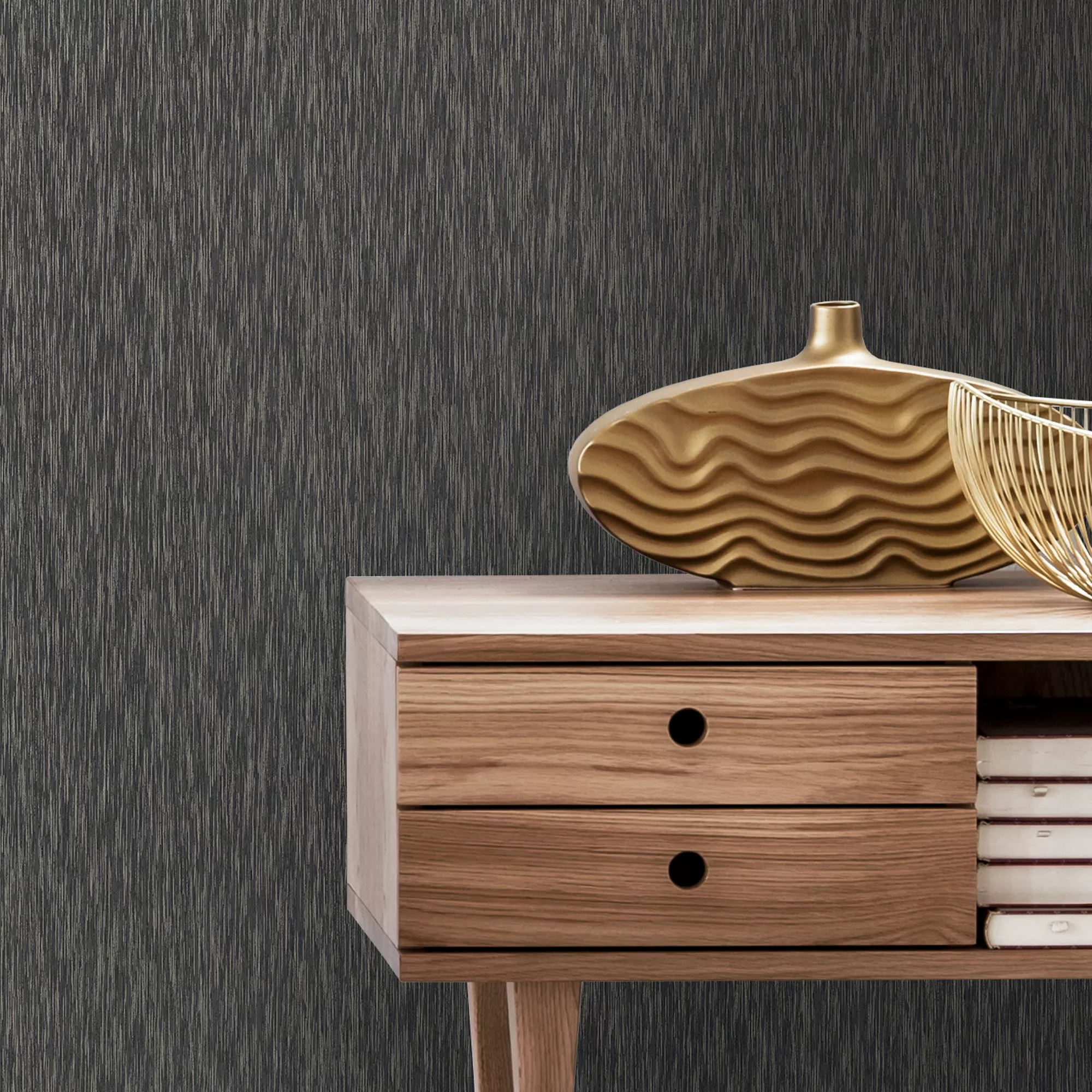 GoodHome Ciral Black Plains Metallic Effect Textured Wallpaper 8 GoodHome Ciral Black Plains Metallic Effect Textured Wallpaper - Image 6