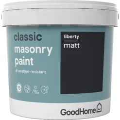 GoodHome Classic Liberty Smooth Matt Masonry Paint, 5L Tin
