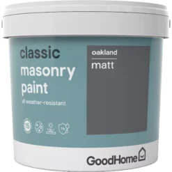 GoodHome Classic Oakland Smooth Matt Masonry Paint, 5L Tin