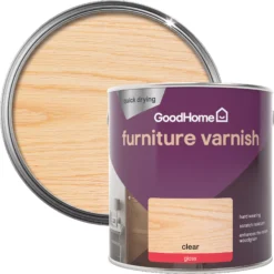 GoodHome Clear Gloss Multi-surface Furniture Wood Varnish, 2.5L
