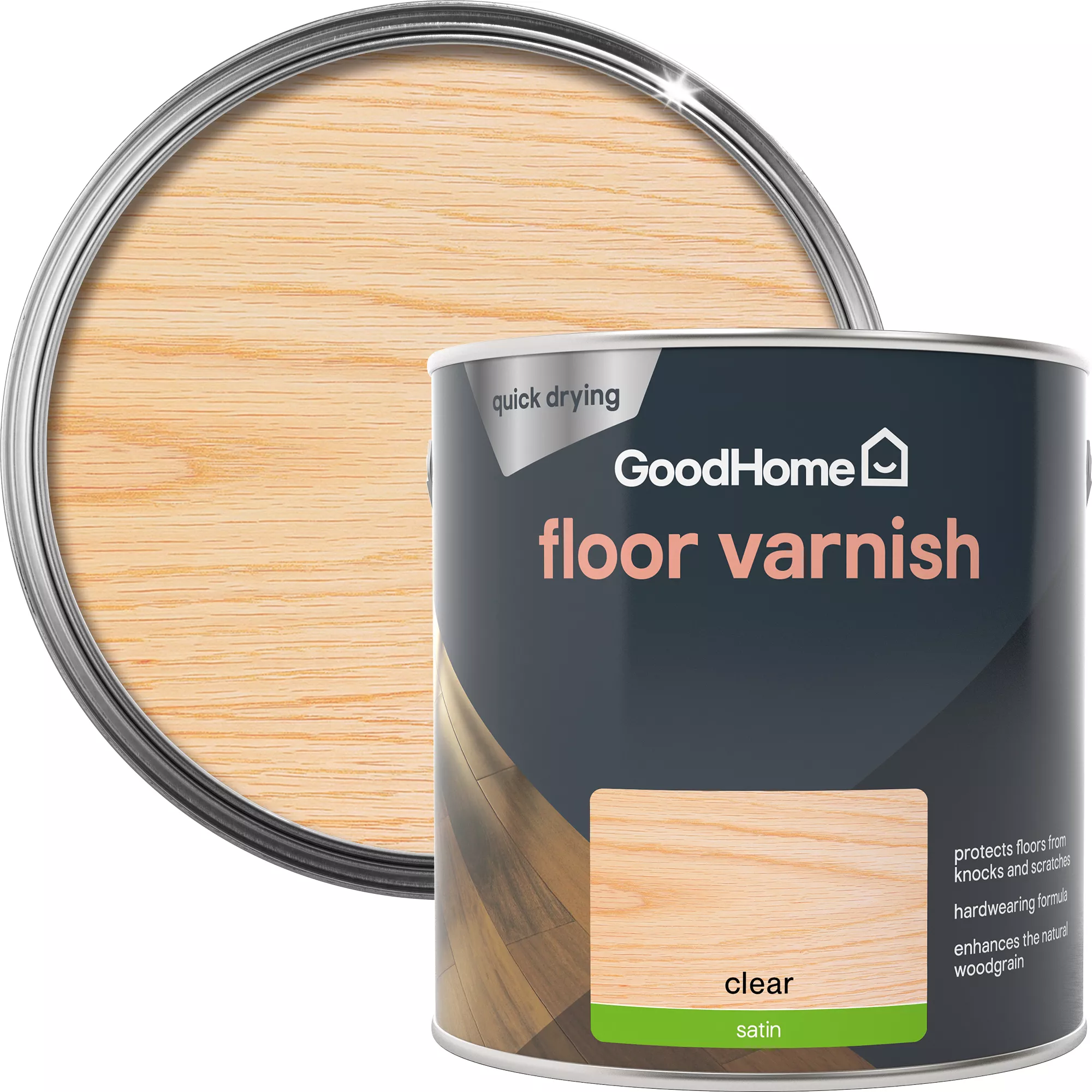 GoodHome Clear Satin Floor Wood Varnish, 2.5L 3 GoodHome Clear Satin Floor Wood Varnish, 2.5L