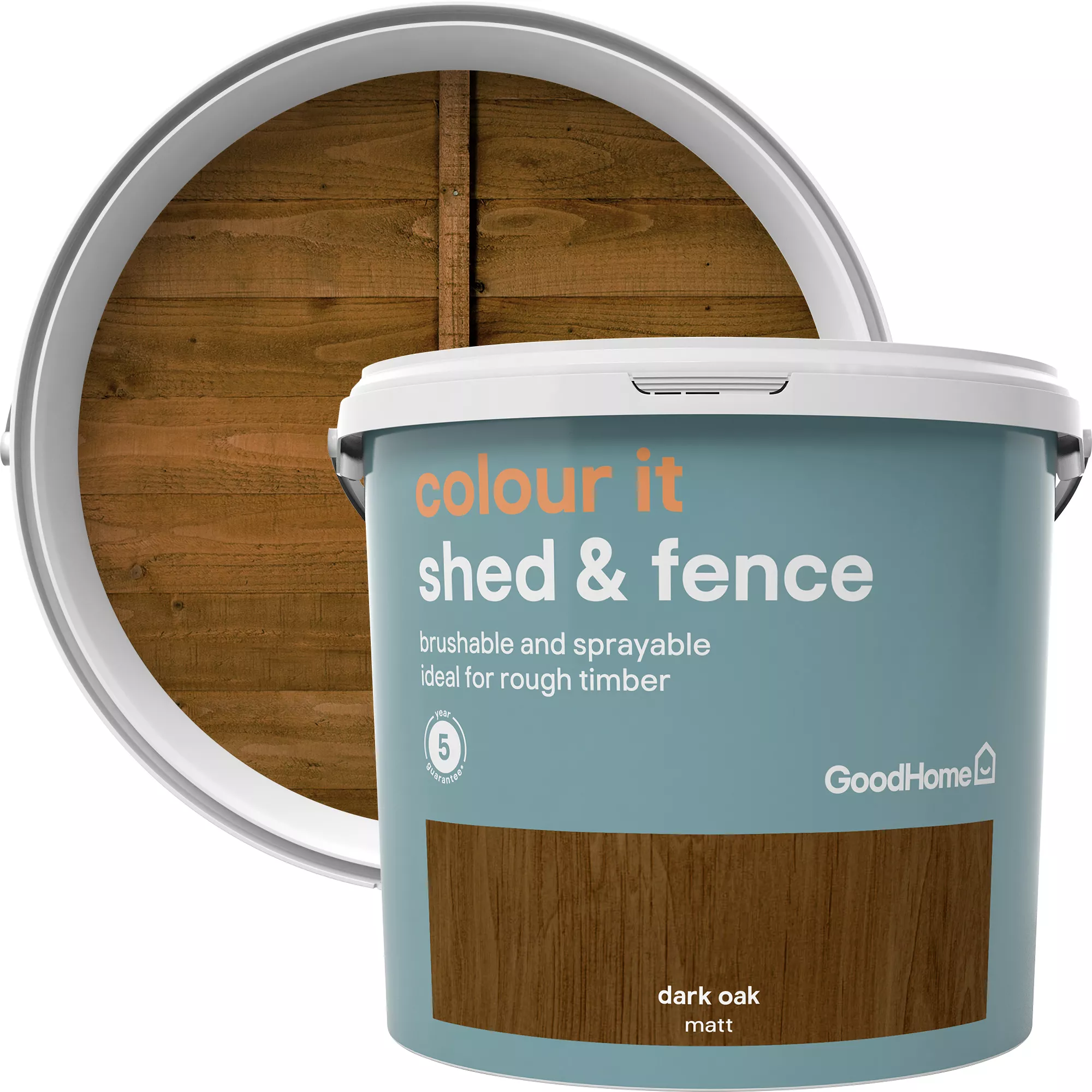 GoodHome Colour It Dark Oak Matt Fence & Shed Stain, 5L 4 GoodHome Colour It Dark Oak Matt Fence & Shed Stain, 5L - Image 2