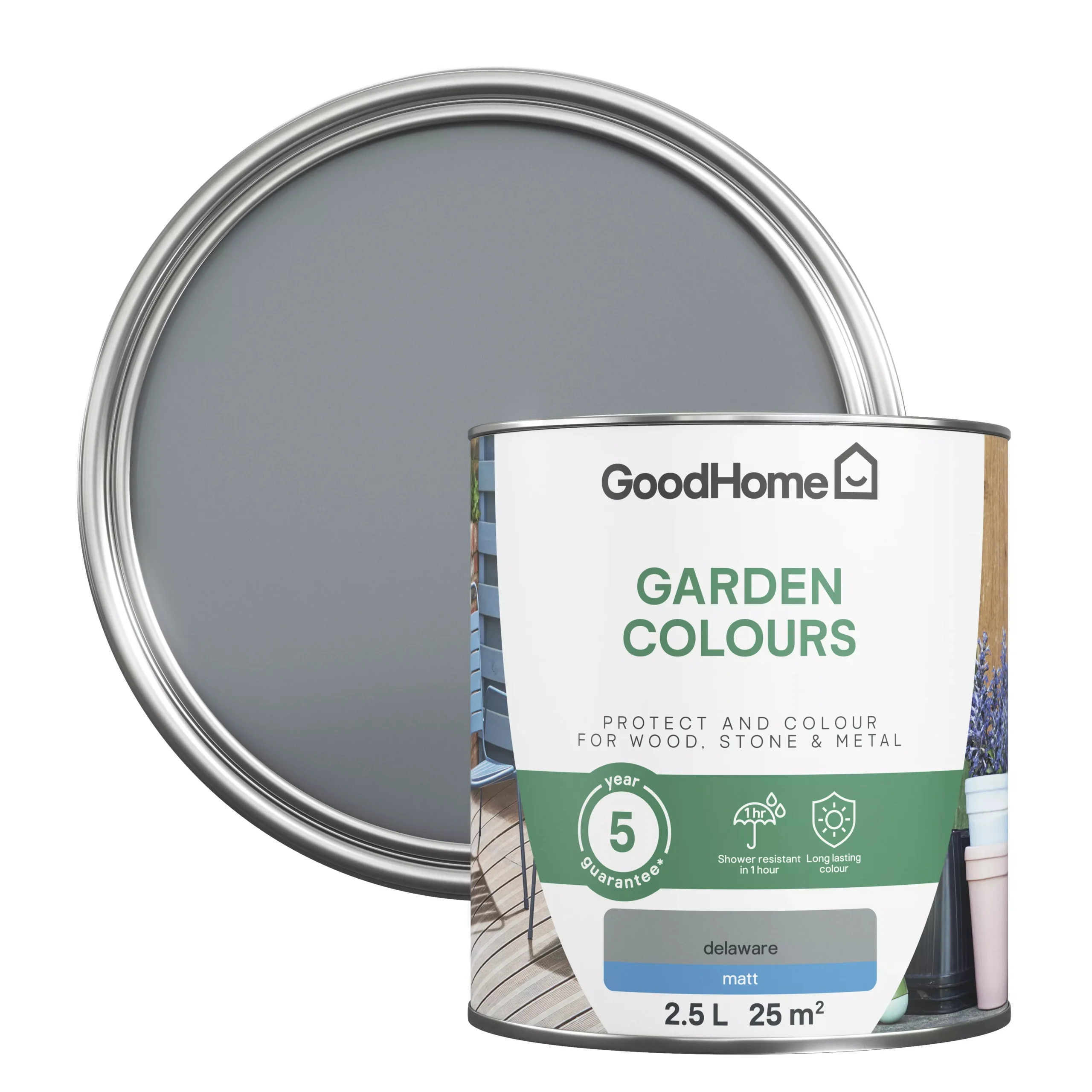 GoodHome Colour It Delaware Matt Multi-surface Paint, 2.5L 3 GoodHome Colour It Delaware Matt Multi-surface Paint, 2.5L