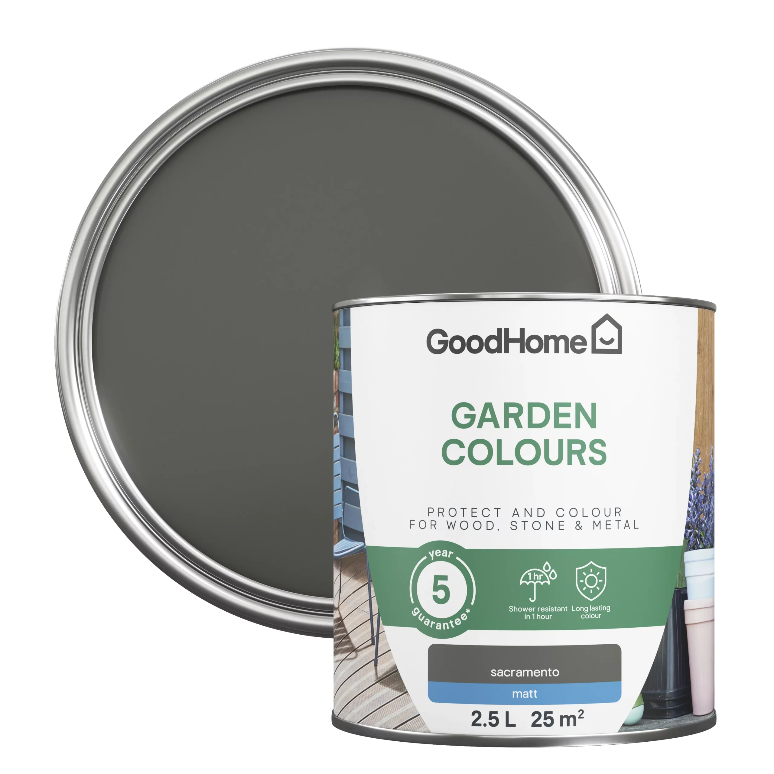 GoodHome Colour It Sacramento Matt Multi-surface Paint, 2.5L 3 GoodHome Colour It Sacramento Matt Multi-surface Paint, 2.5L