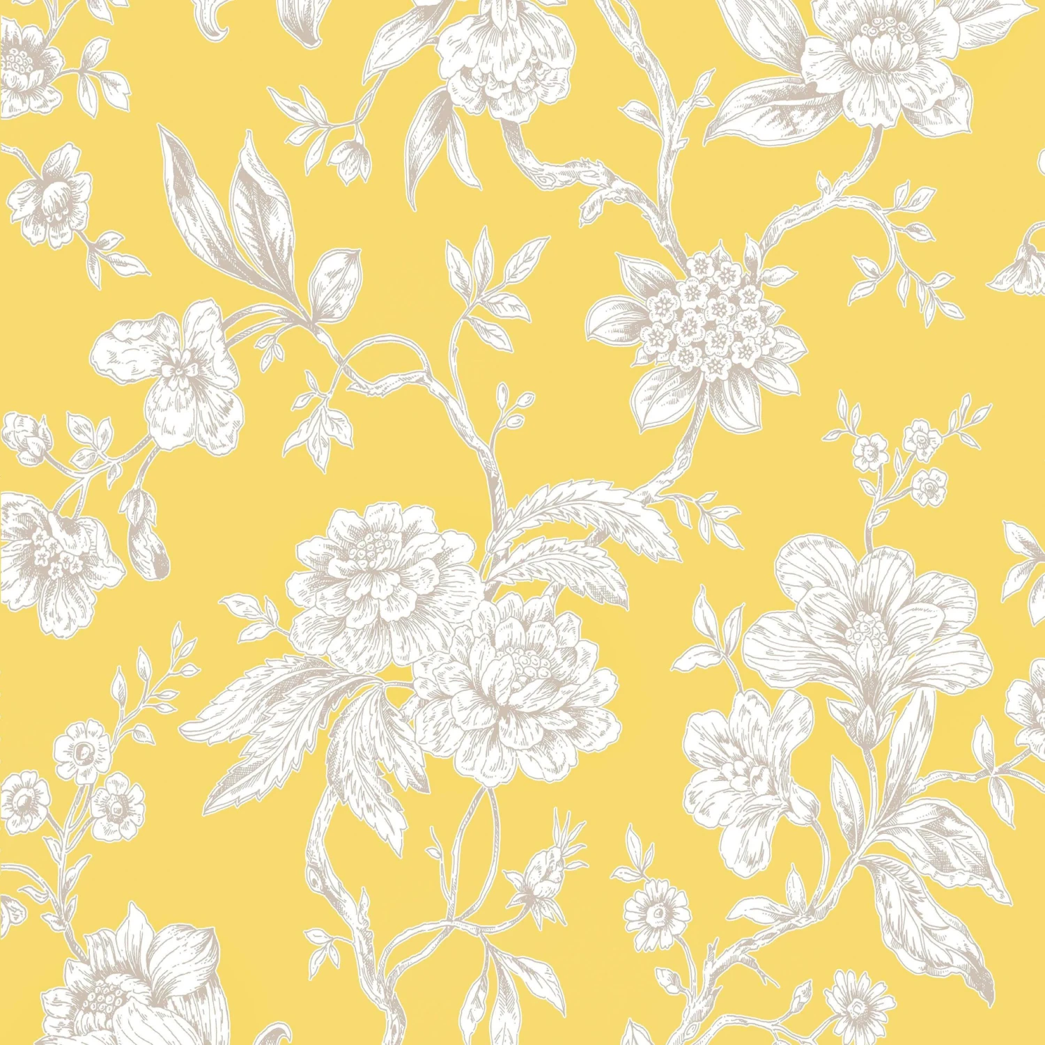 GoodHome Davenham Yellow Floral Metallic Effect Smooth Wallpaper 5 GoodHome Davenham Yellow Floral Metallic Effect Smooth Wallpaper - Image 3