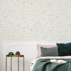 GoodHome Dearnery Grey Leaves Smooth Wallpaper -Trade Points goodhome dearnery grey leaves smooth wallpaper5059340410654 21i