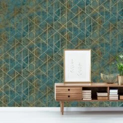 GoodHome Diap Teal Geometric Metallic Effect Textured Wallpaper -Trade Points goodhome diap teal geometric metallic effect textured wallpaper5059340409023 01i