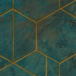 GoodHome Diap Teal Geometric Metallic Effect Textured Wallpaper -Trade Points goodhome diap teal geometric metallic effect textured wallpaper5059340409023 37c