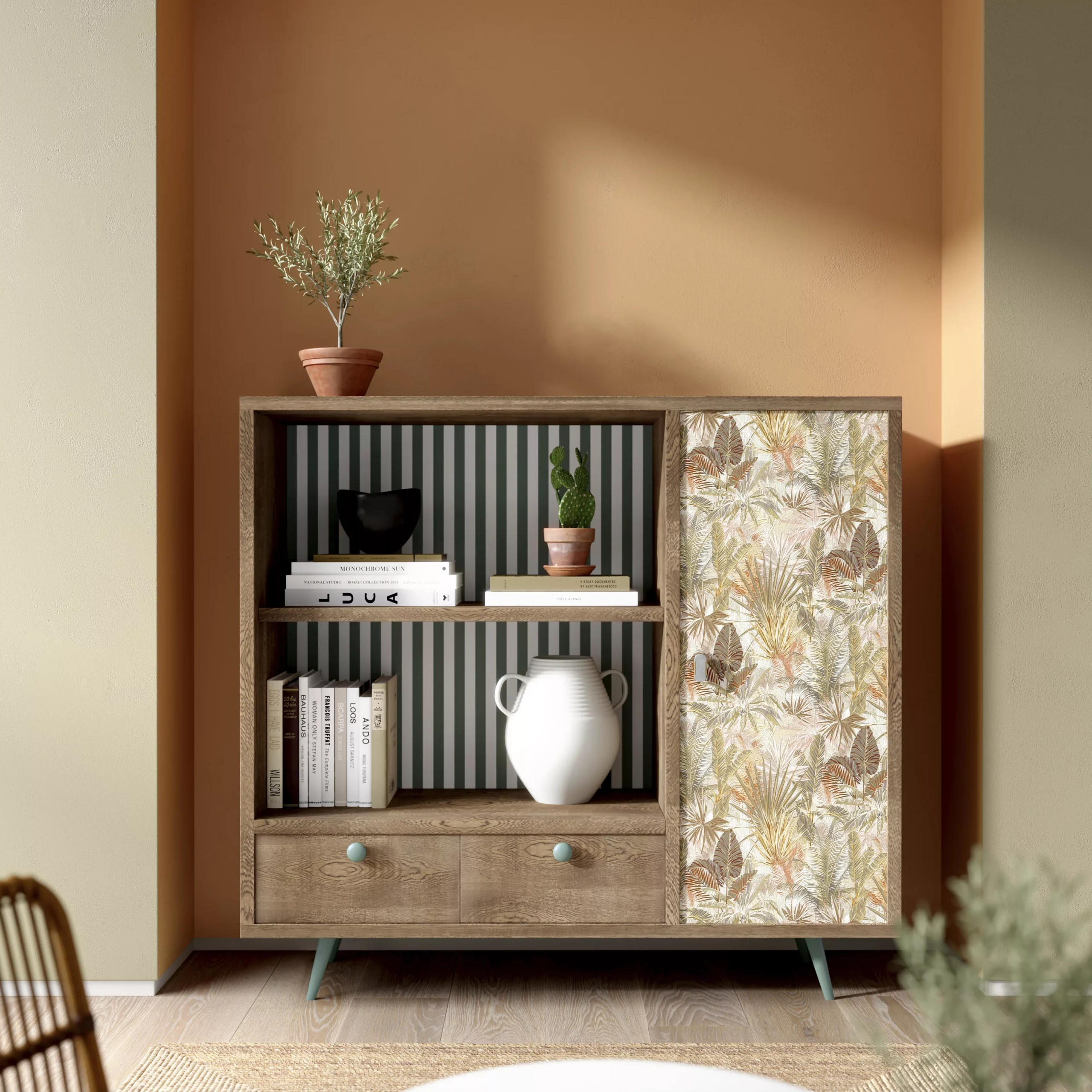 GoodHome Dioman Beige Tropical Leaves Textured Wallpaper 6 GoodHome Dioman Beige Tropical Leaves Textured Wallpaper - Image 4