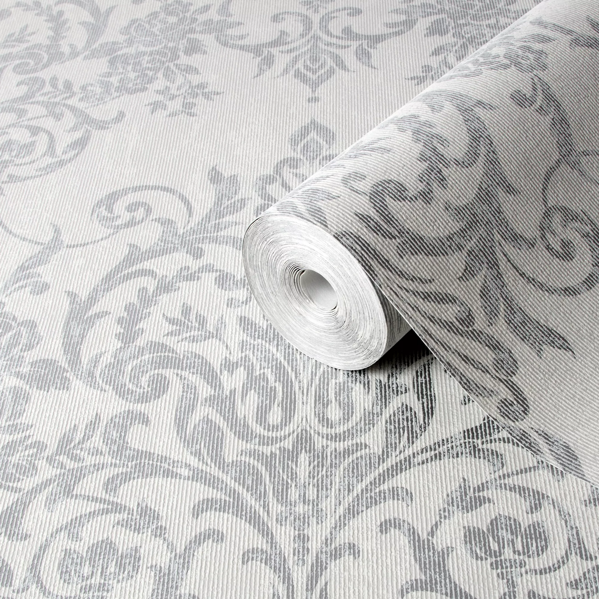GoodHome Dovenby Grey Damask Silver Effect Textured Wallpaper 3 GoodHome Dovenby Grey Damask Silver Effect Textured Wallpaper