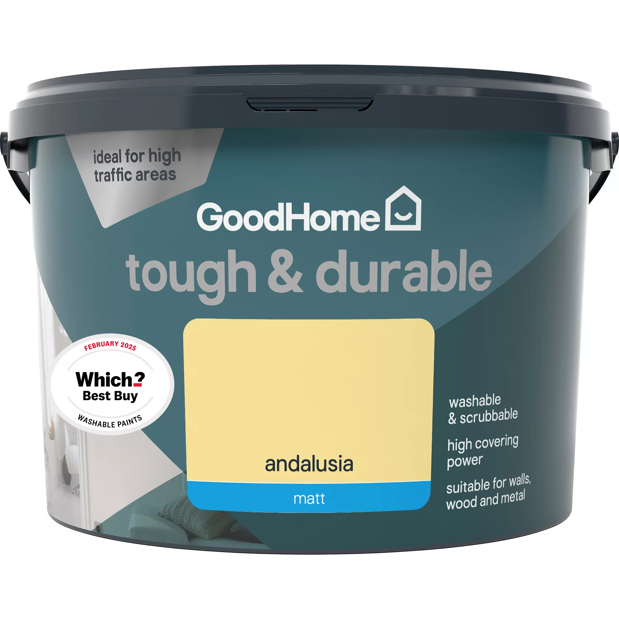 GoodHome Durable Andalusia Matt Emulsion Paint, 2.5L 5 GoodHome Durable Andalusia Matt Emulsion Paint, 2.5L - Image 3