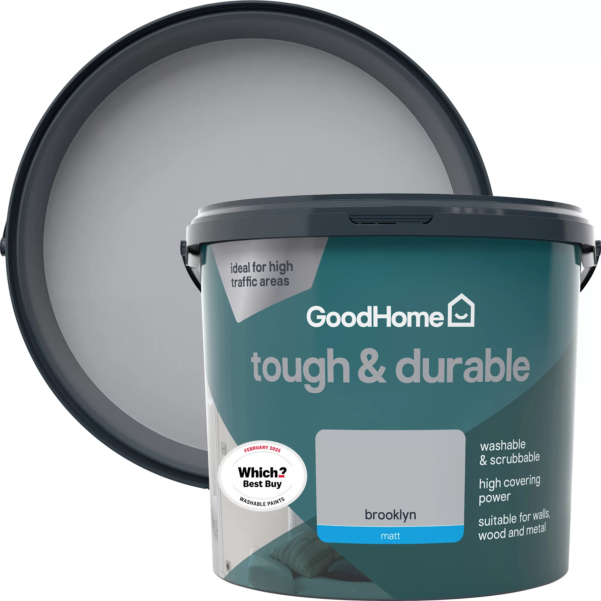 GoodHome Durable Brooklyn Matt Emulsion Paint, 5L 3 GoodHome Durable Brooklyn Matt Emulsion Paint, 5L