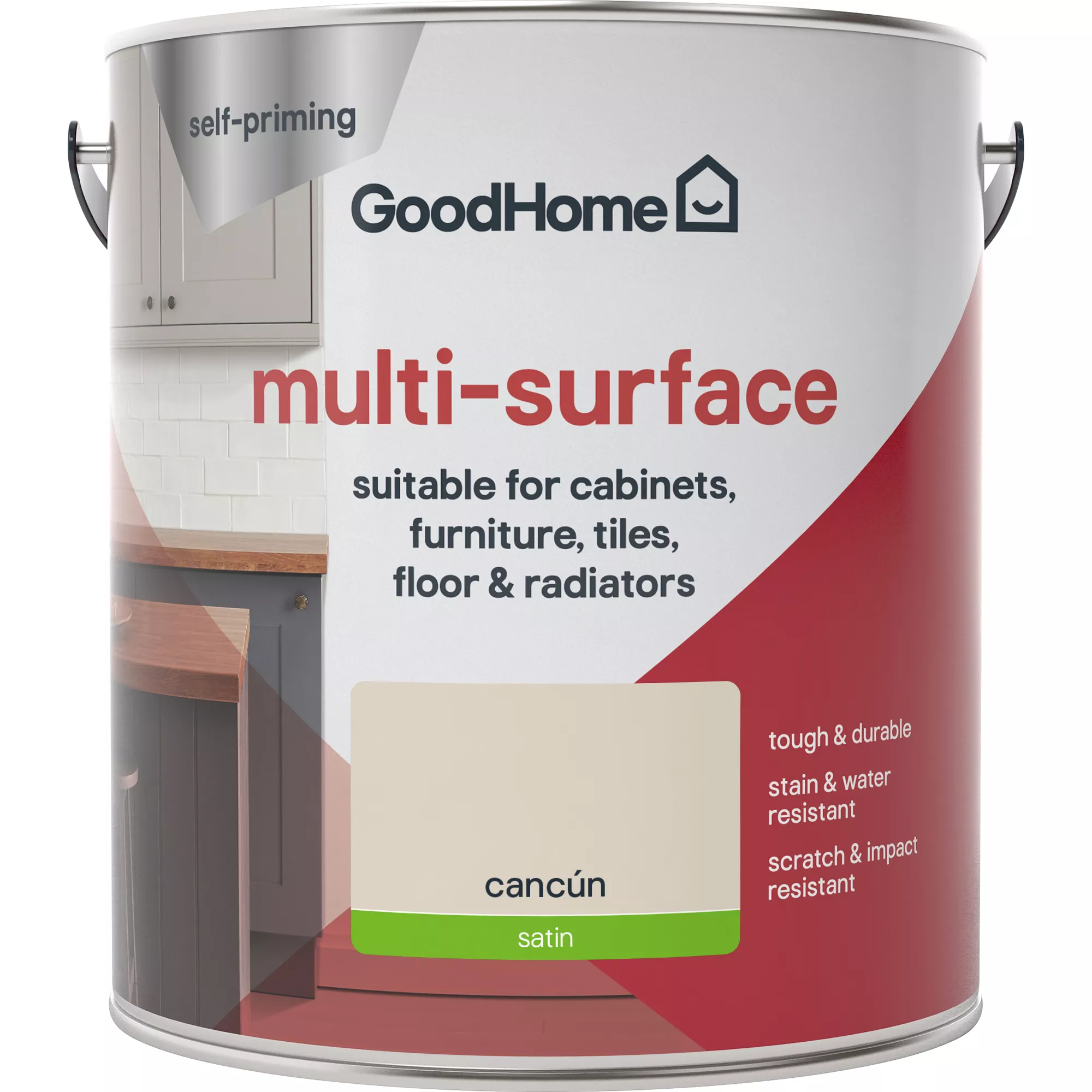 GoodHome Durable Cancun Satin Multi-surface Paint, 2L 5 GoodHome Durable Cancun Satin Multi-surface Paint, 2L - Image 3