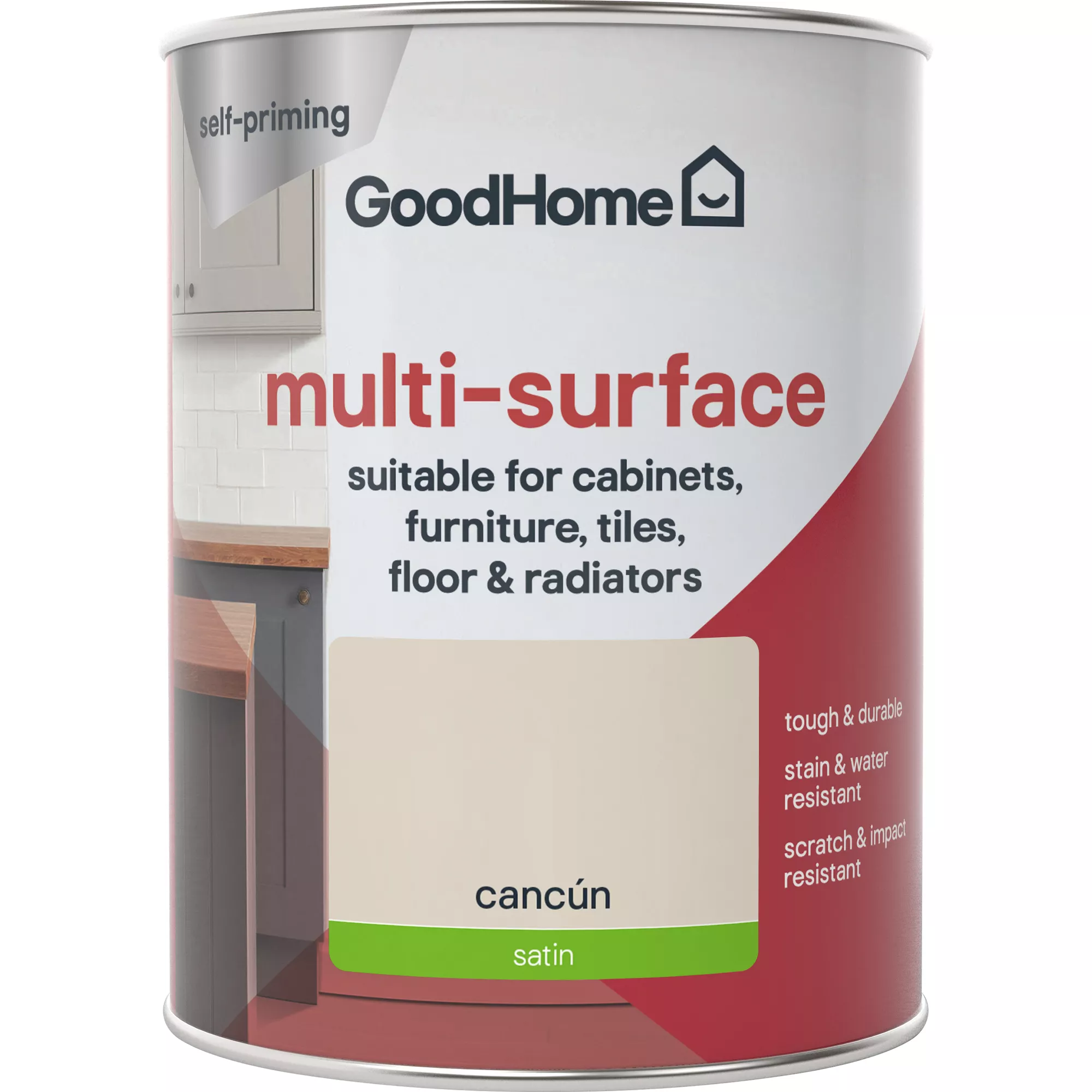 GoodHome Durable Cancun Satin Multi-surface Paint, 750ml 5 GoodHome Durable Cancun Satin Multi-surface Paint, 750ml - Image 3