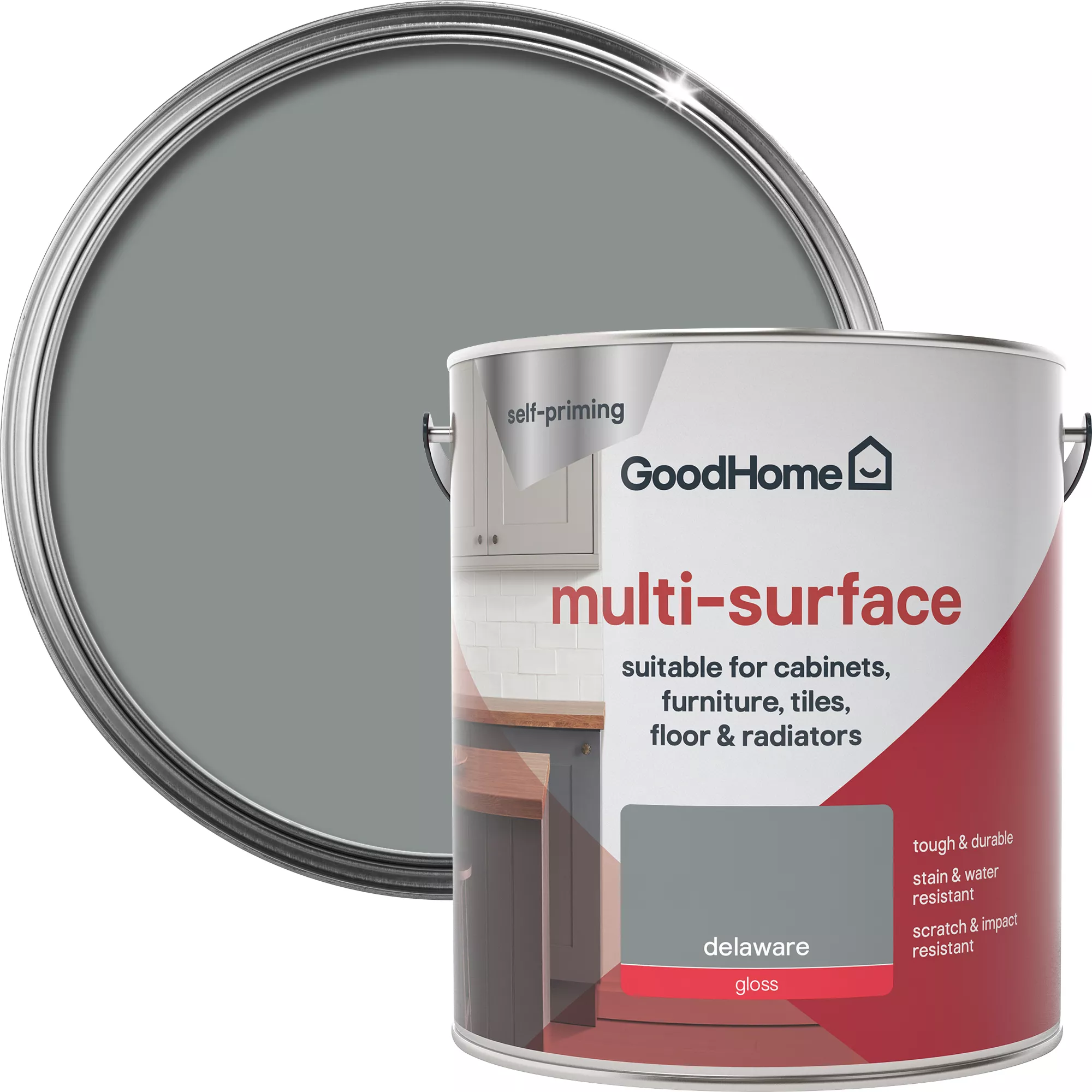GoodHome Durable Delaware Gloss Multi-surface Paint, 2L 3 GoodHome Durable Delaware Gloss Multi-surface Paint, 2L