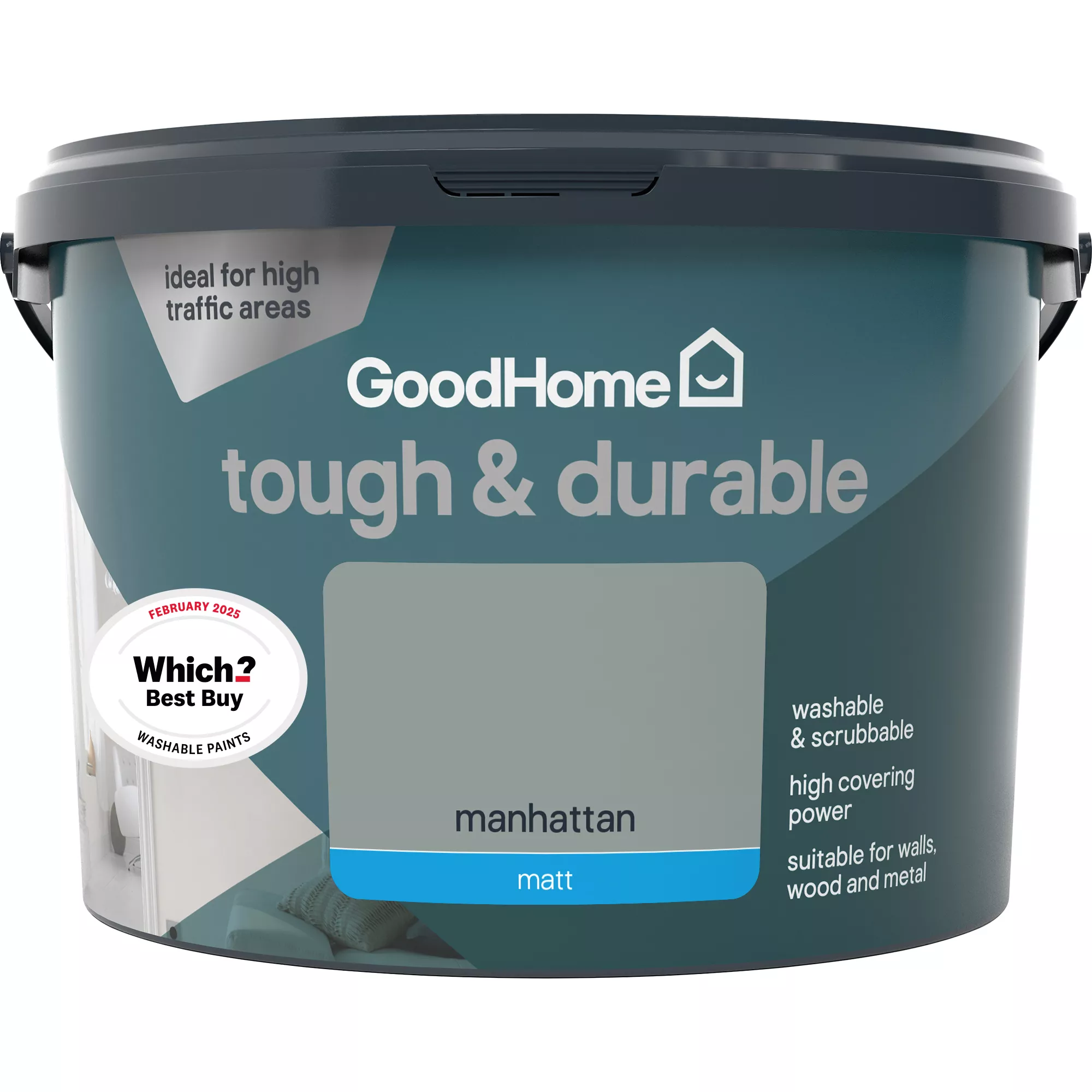 GoodHome Durable Manhattan Matt Emulsion Paint, 2.5L 5 GoodHome Durable Manhattan Matt Emulsion Paint, 2.5L - Image 3