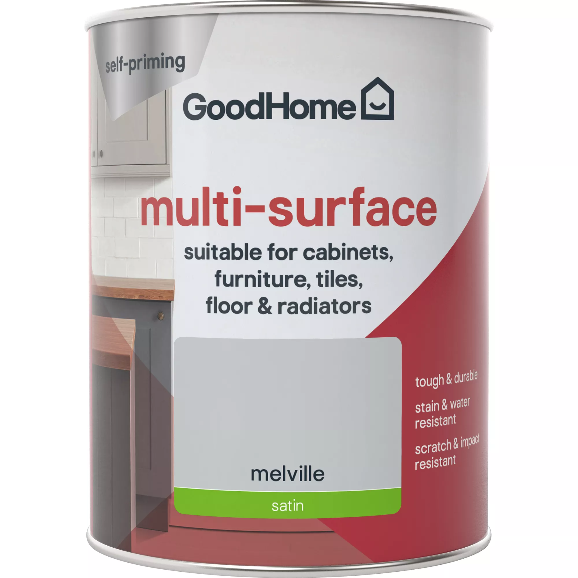 GoodHome Durable Melville Satin Multi-surface Paint, 750ml 5 GoodHome Durable Melville Satin Multi-surface Paint, 750ml - Image 3