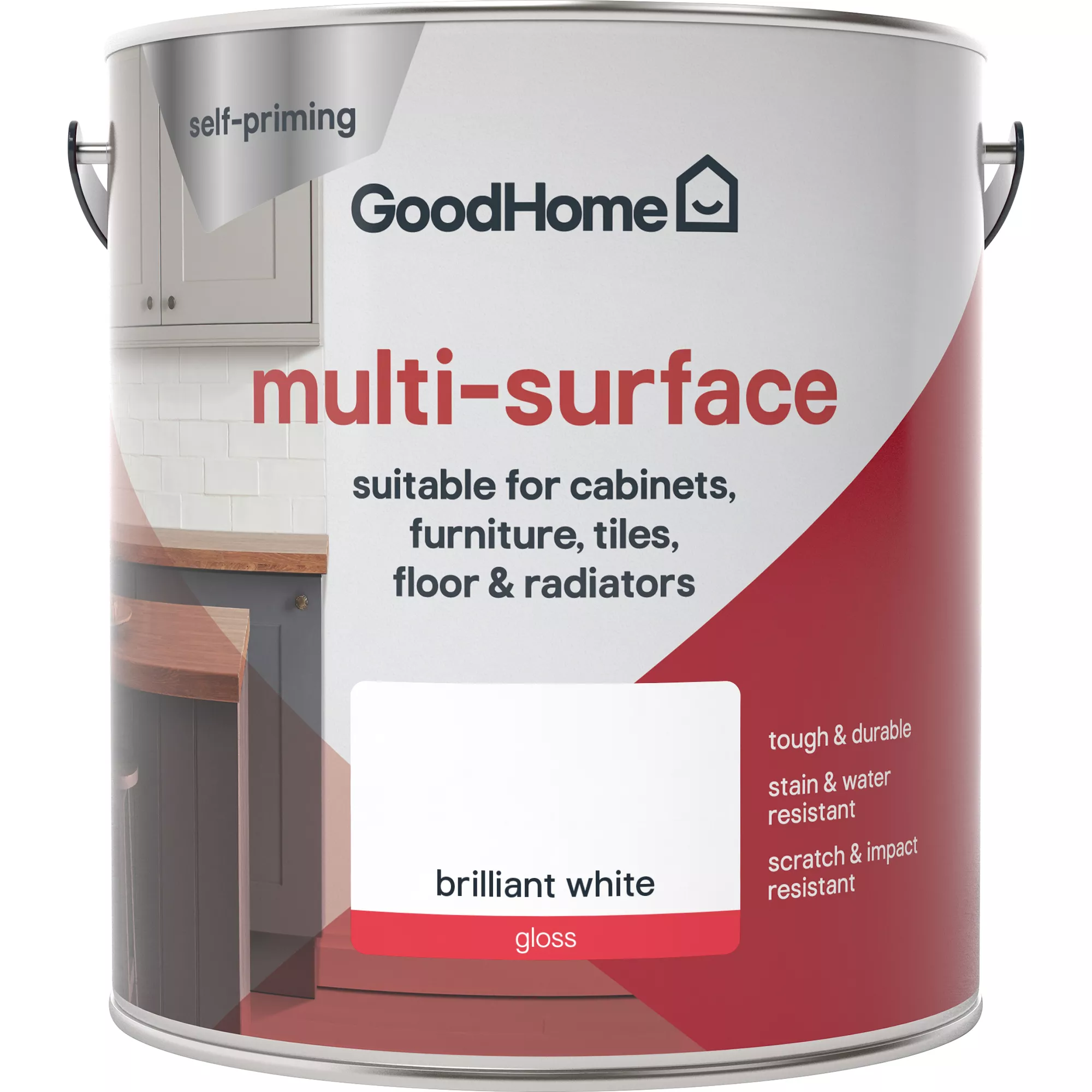 GoodHome Durable North Pole (Brilliant White) Gloss Multi-surface Paint, 2L 5 GoodHome Durable North Pole (Brilliant White) Gloss Multi-surface Paint, 2L - Image 3