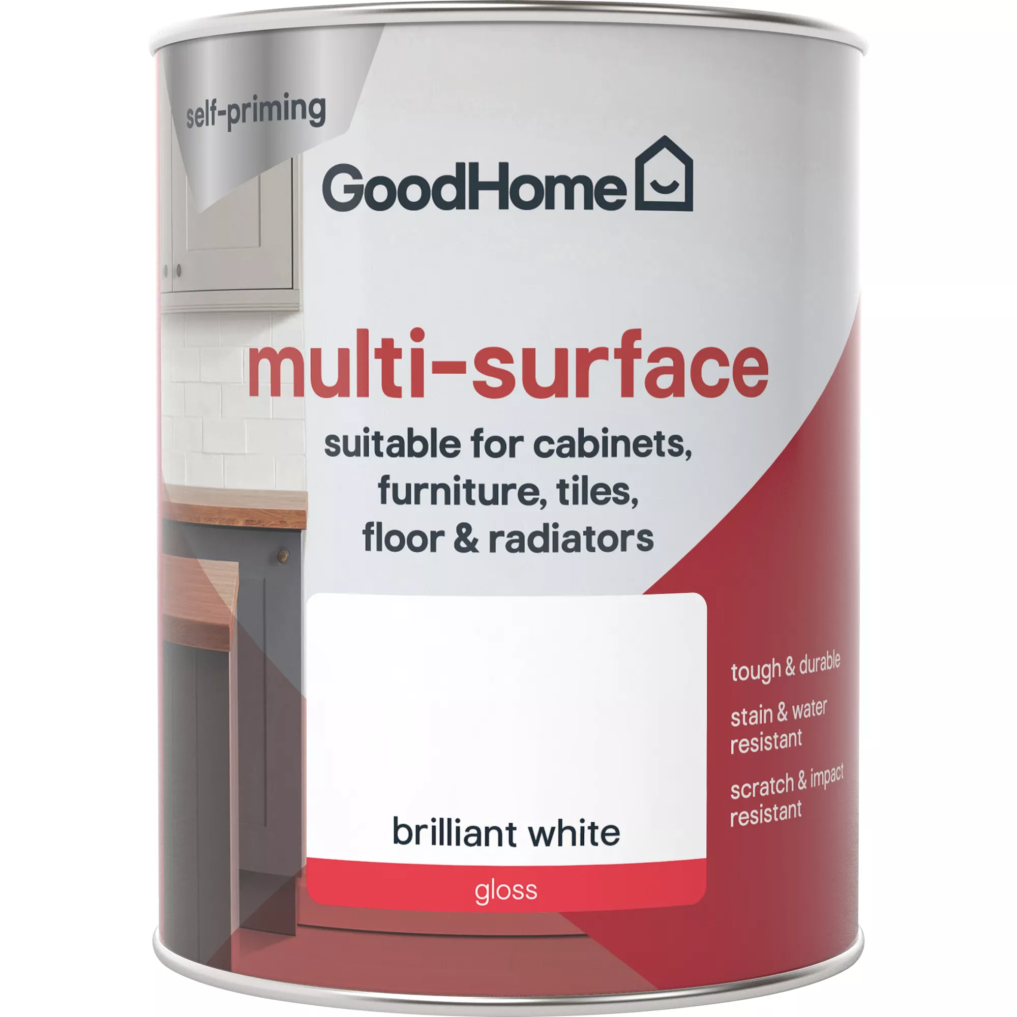 GoodHome Durable North Pole (Brilliant White) Gloss Multi-surface Paint, 750ml 5 GoodHome Durable North Pole (Brilliant White) Gloss Multi-surface Paint, 750ml - Image 3