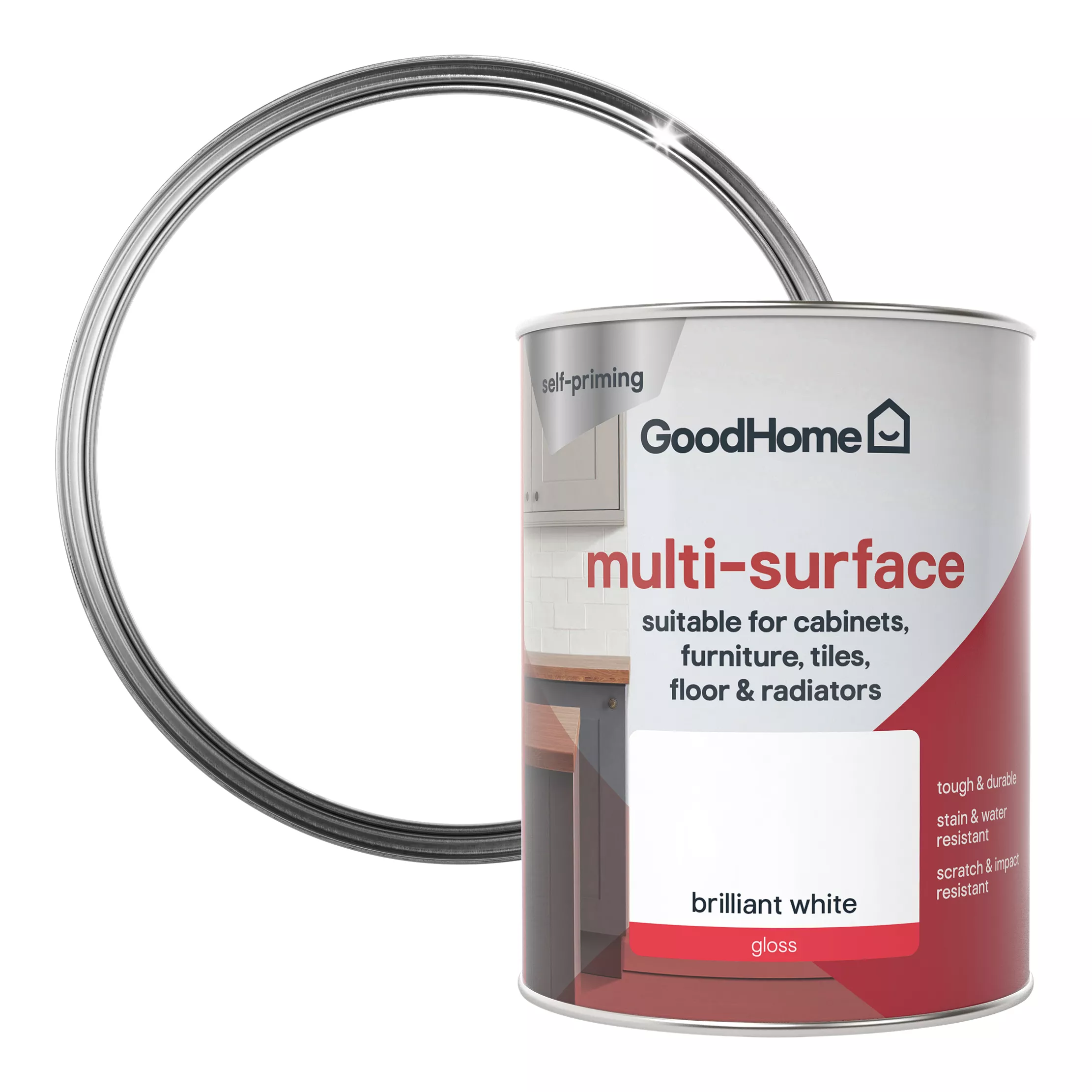 GoodHome Durable North Pole (Brilliant White) Gloss Multi-surface Paint, 750ml 3 GoodHome Durable North Pole (Brilliant White) Gloss Multi-surface Paint, 750ml