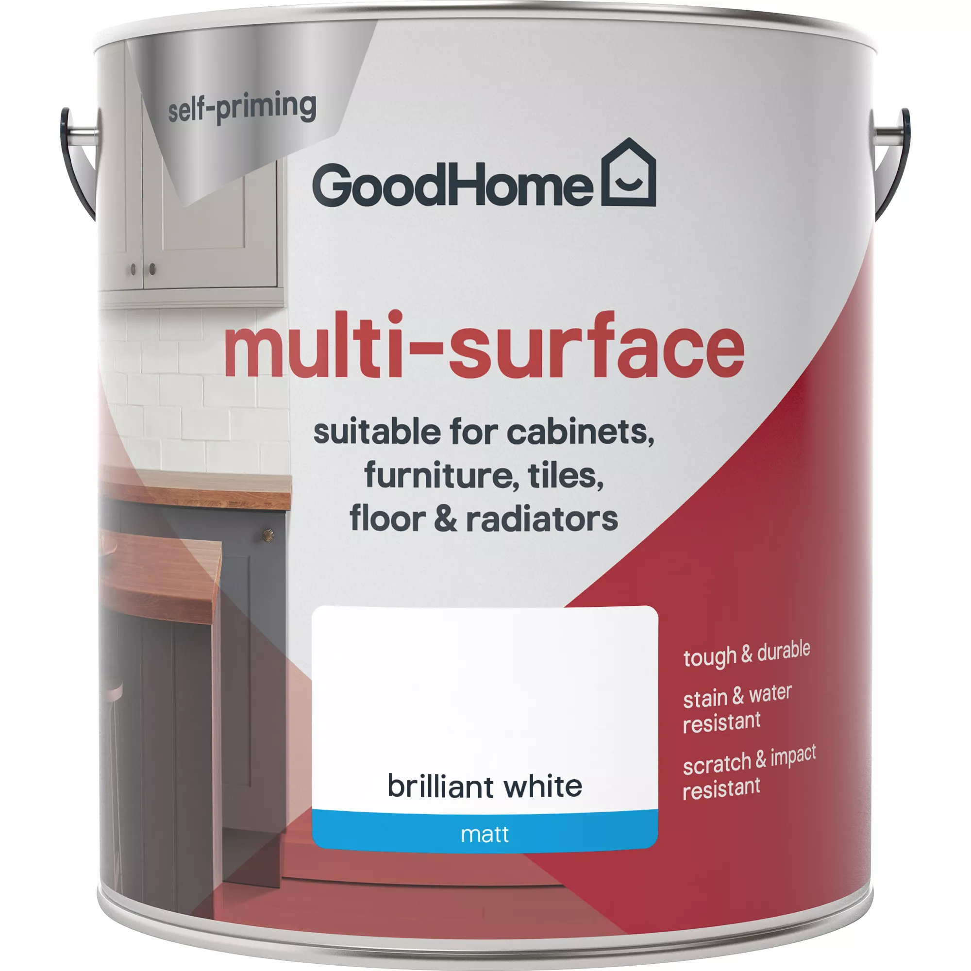 GoodHome Durable North Pole (Brilliant White) Matt Multi-surface Paint, 2L 5 GoodHome Durable North Pole (Brilliant White) Matt Multi-surface Paint, 2L - Image 3