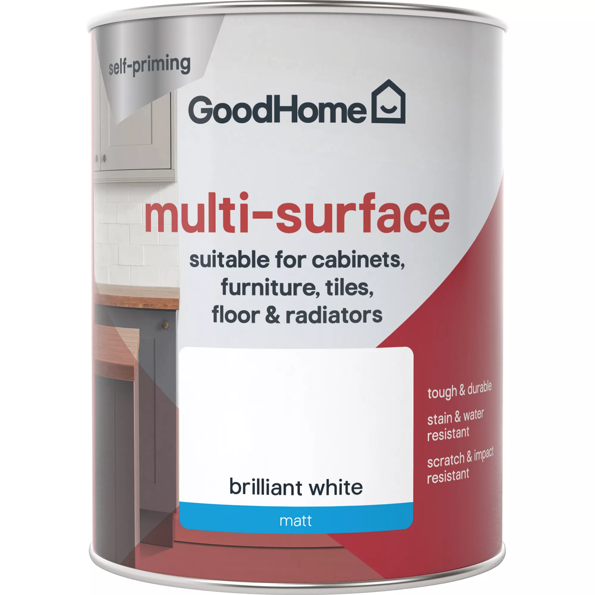 GoodHome Durable North Pole (Brilliant White) Matt Multi-surface Paint, 750ml 5 GoodHome Durable North Pole (Brilliant White) Matt Multi-surface Paint, 750ml - Image 3