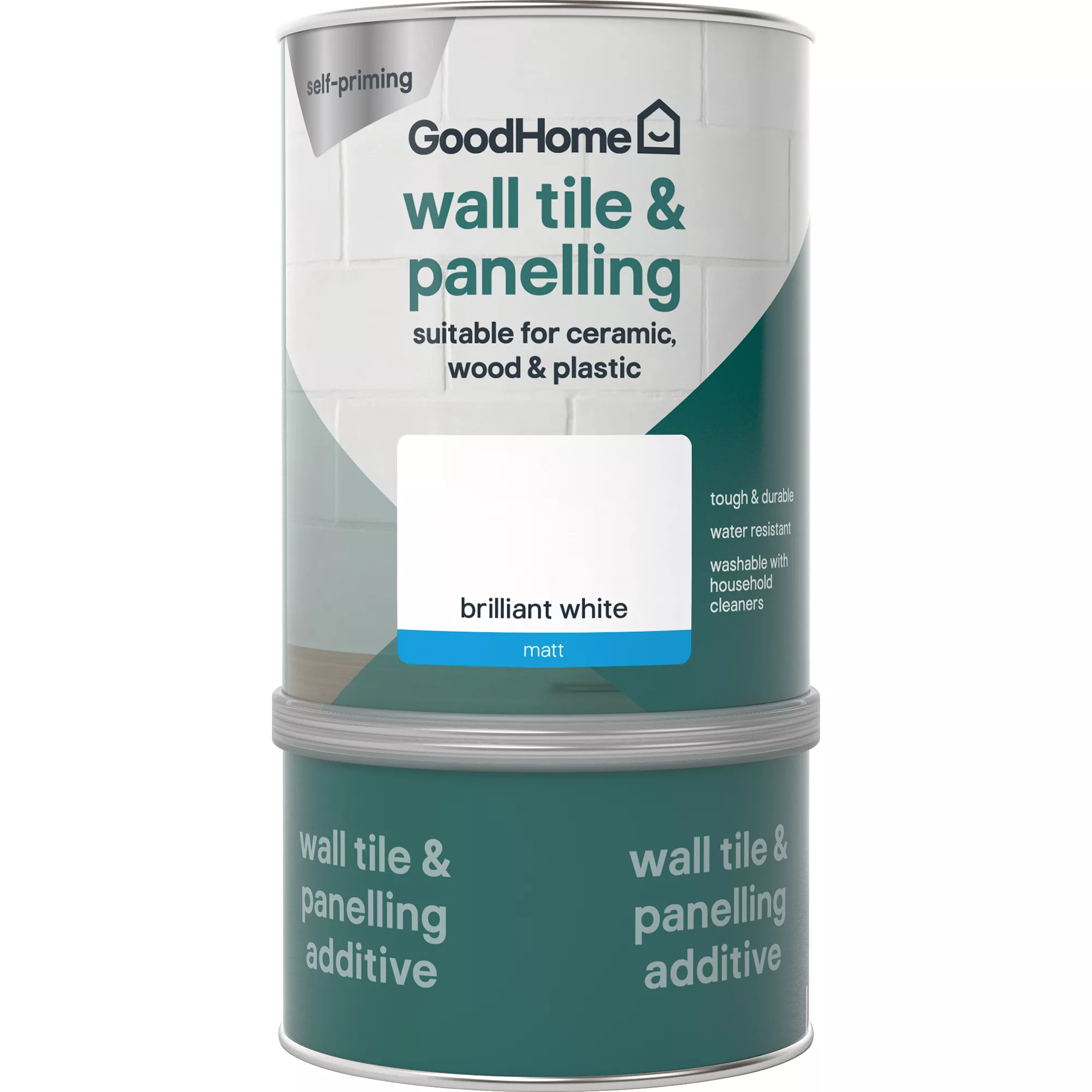 GoodHome Durable North Pole (Brilliant White) Matt Wall Tile & Panelling Paint, 750ml 4 GoodHome Durable North Pole (Brilliant White) Matt Wall Tile & Panelling Paint, 750ml - Image 2
