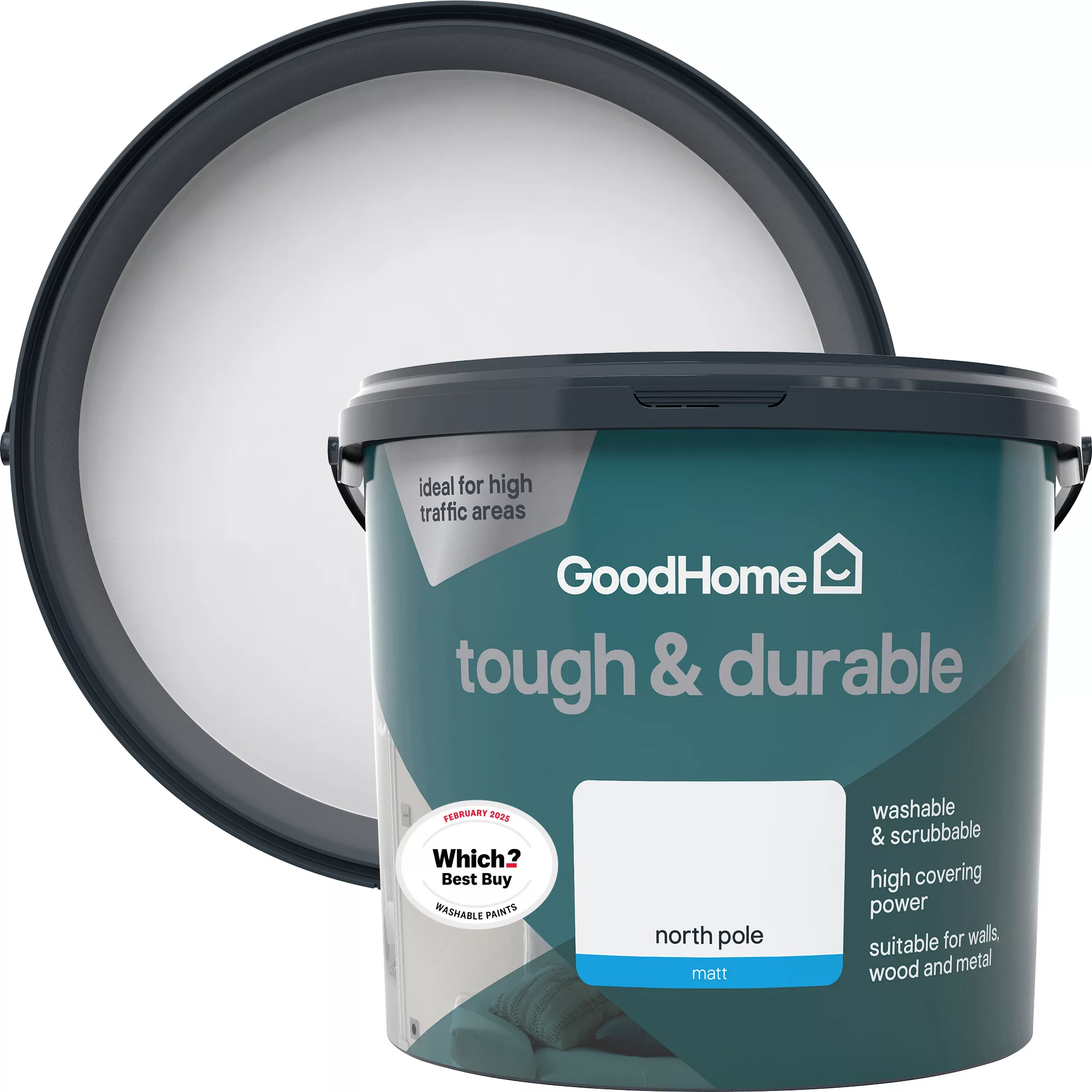 GoodHome Durable North Pole Matt Emulsion Paint, 5L 3 GoodHome Durable North Pole Matt Emulsion Paint, 5L