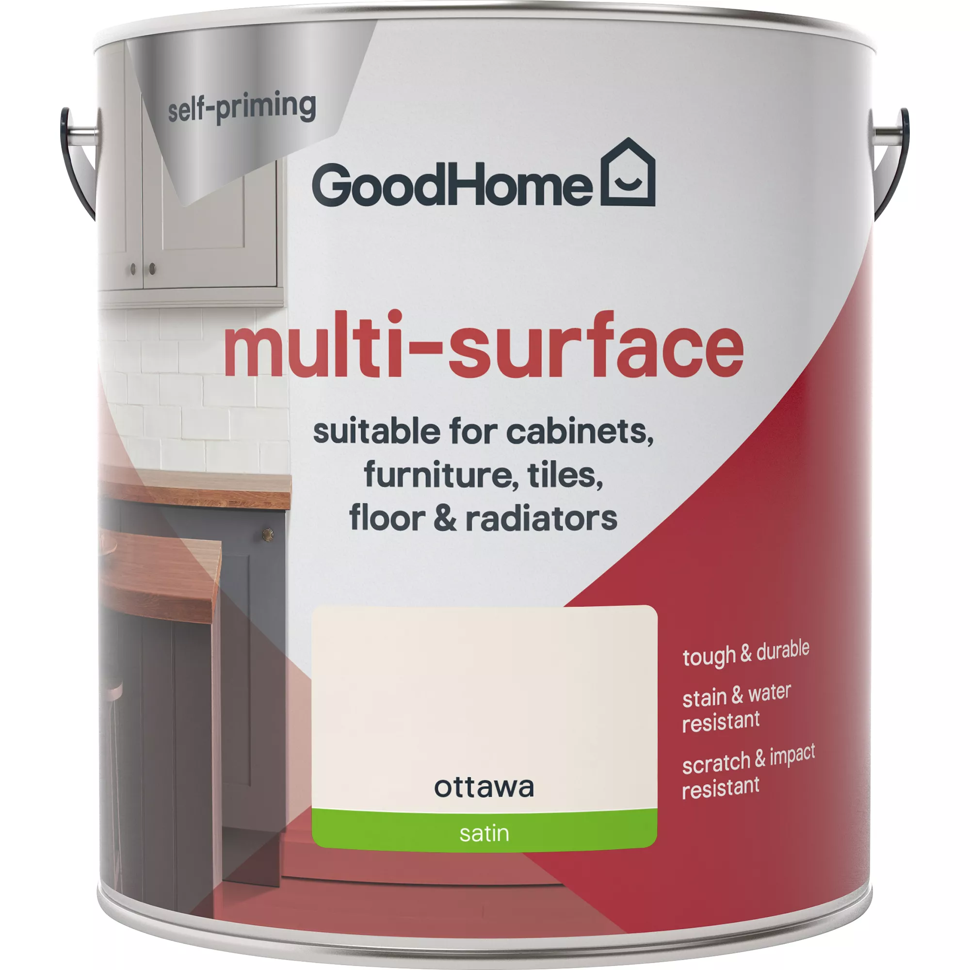 GoodHome Durable Ottawa Satin Multi-surface Paint, 2L 5 GoodHome Durable Ottawa Satin Multi-surface Paint, 2L - Image 3