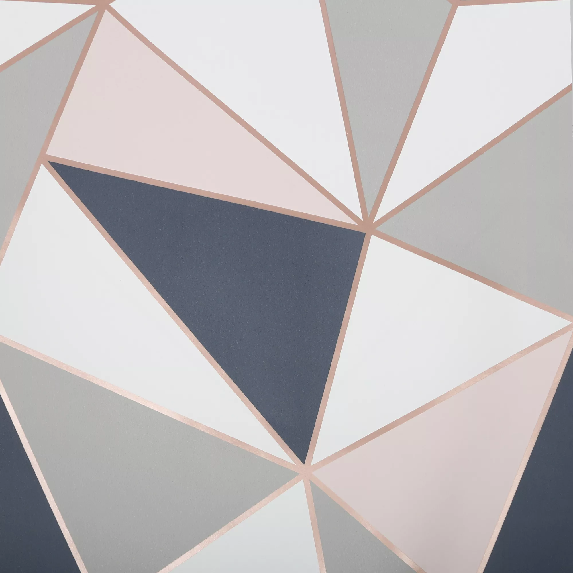 GoodHome Eastnor Navy & Pink Geometric Metallic Effect Smooth Wallpaper 4 GoodHome Eastnor Navy & Pink Geometric Metallic Effect Smooth Wallpaper - Image 2
