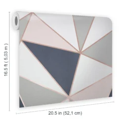 GoodHome Eastnor Navy & Pink Geometric Metallic Effect Smooth Wallpaper 11 GoodHome Eastnor Navy & Pink Geometric Metallic Effect Smooth Wallpaper -Trade Points goodhome eastnor navy pink geometric metallic effect smooth wallpaper5059340410234 02t