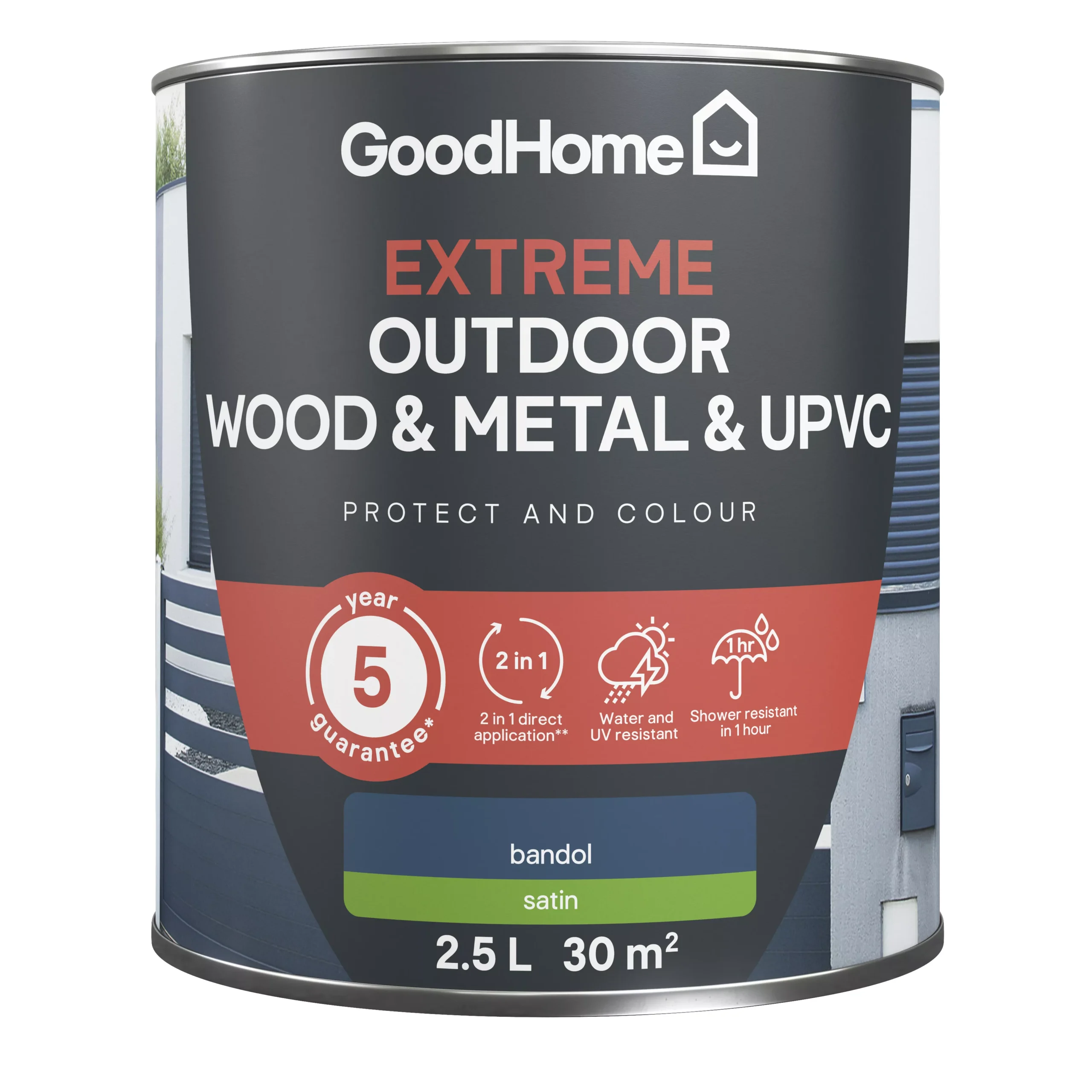 GoodHome Extreme Outdoor Bandol Satinwood Multi-surface Paint, 2.5L 4 GoodHome Extreme Outdoor Bandol Satinwood Multi-surface Paint, 2.5L - Image 2